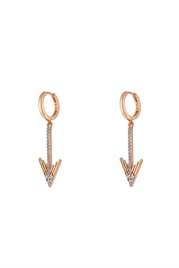 925 Ayar Gümüş Taşlı Ok Tasarım Küpe 