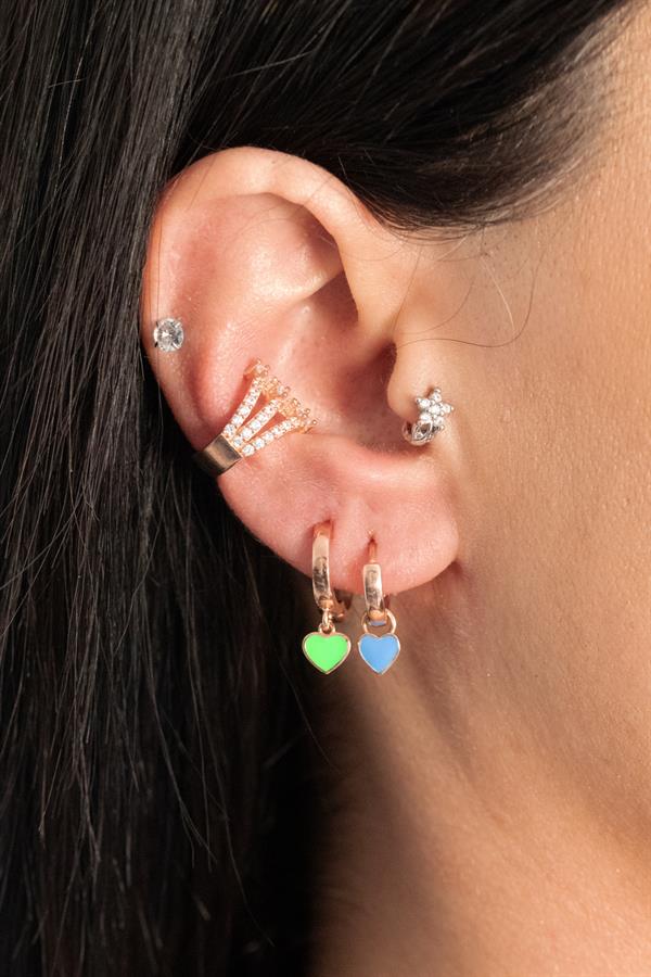 925 Ayar Gümüş 3 Geçişli Kıkırdak Küpe