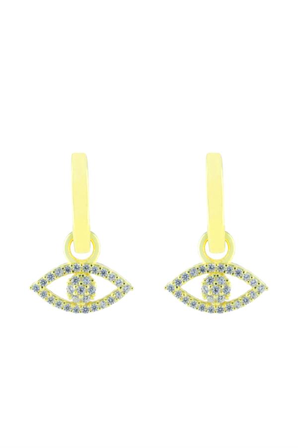 925 Ayar Gümüş Taşlı Göz Detay Sallantılı Küpe