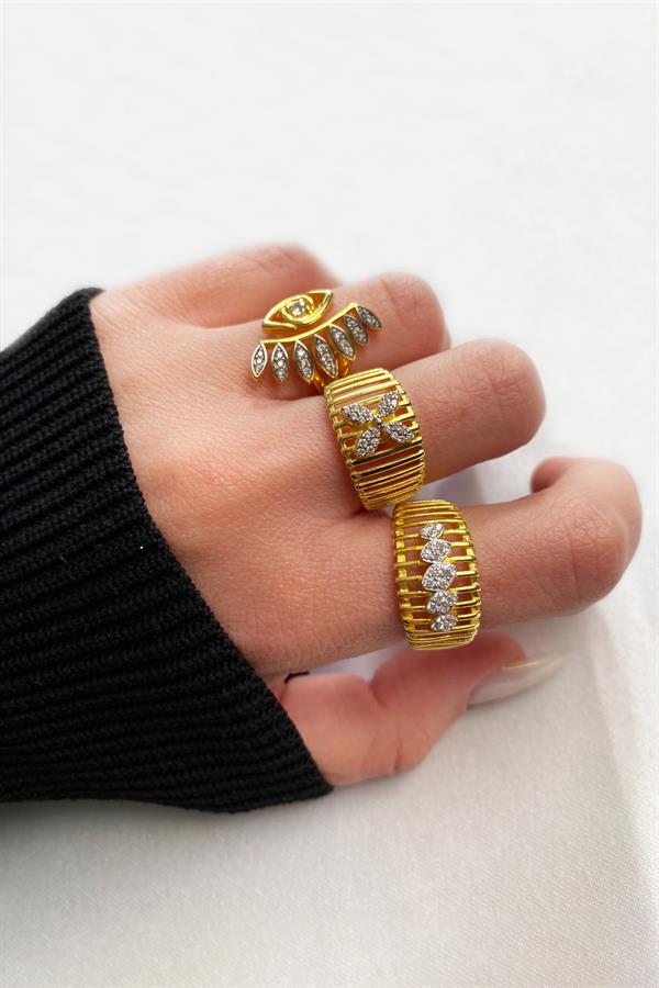 925 Ayar Gümüş Göz Ve Kirpik Detaylı Yüzük