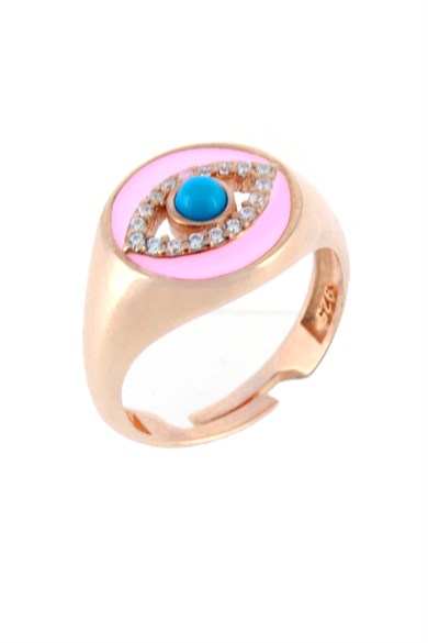 925 Ayar Gümüş Taş İşlemeli Göz Motifli Yüzük