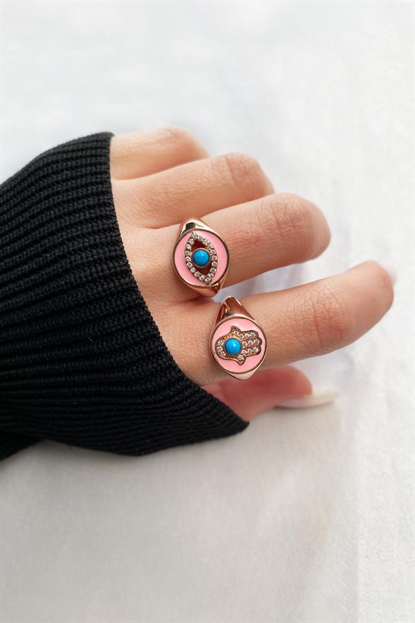 925 Ayar Gümüş Taş İşlemeli El Motifli Yüzük