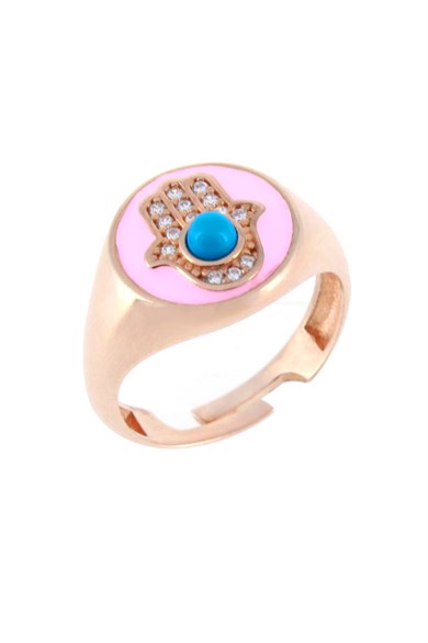 925 Ayar Gümüş Taş İşlemeli El Motifli Yüzük