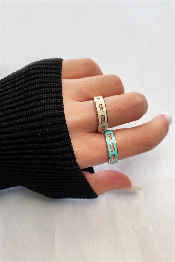 925 Ayar Gümüş Taş işlemeli Mineli Yüzük