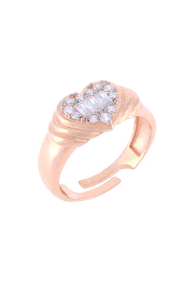 925 Ayar Gümüş Çizgisel Kalp Yüzük