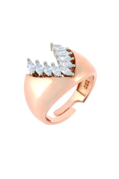 925 Ayar Gümüş Kanat Motifli Taşlı Yüzük