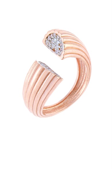 925 Ayar Gümüş Zirkon Taşlı Çizgisel Tasarım Yüzük