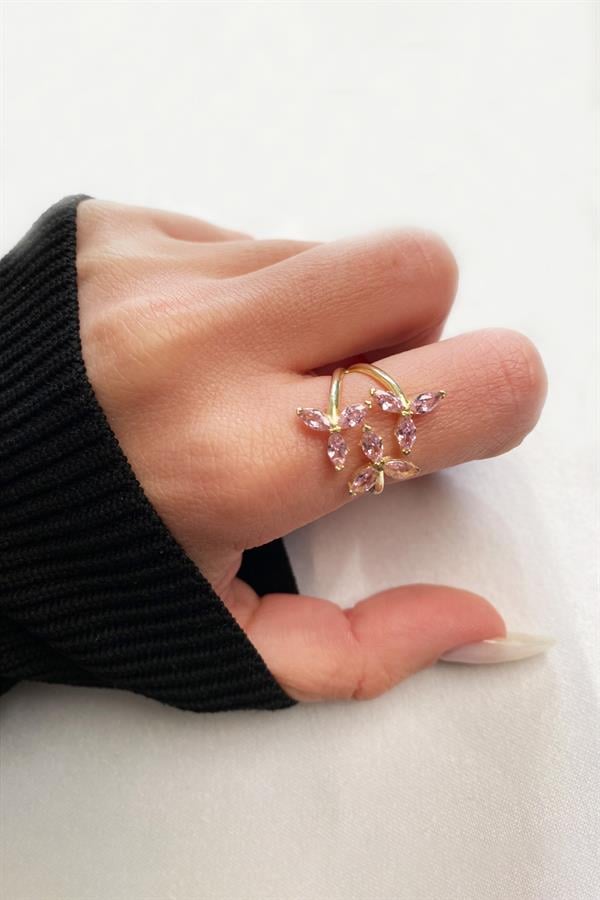 925 Ayar Gümüş Çiçek Tasarım Zirkon Taş Yüzük