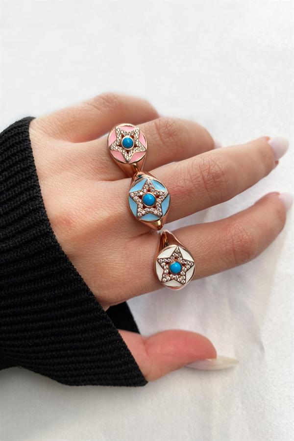 925 Ayar Gümüş Mineli Yıldız Yüzük