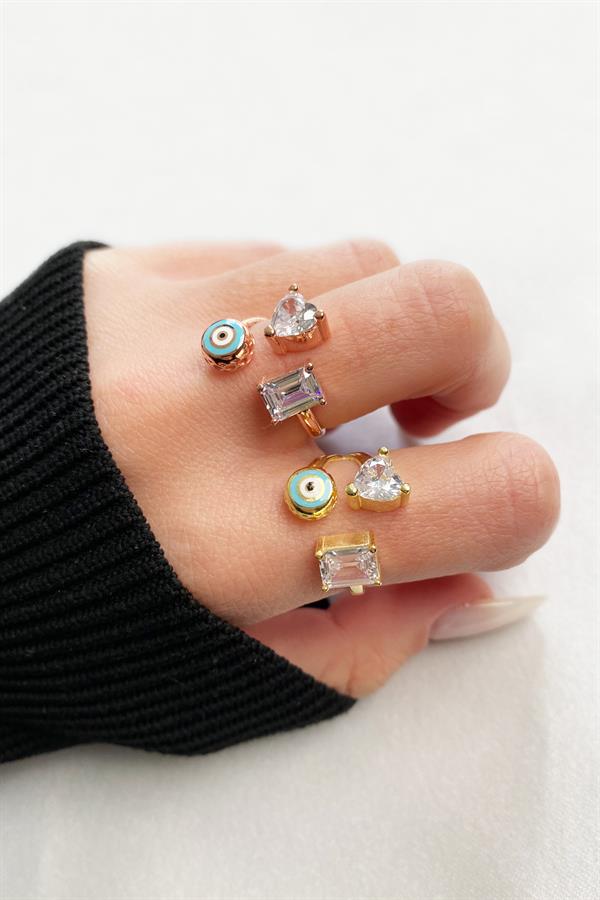 925 Ayar Gümüş Göz Detaylı Zirkon Taşlı Yüzük