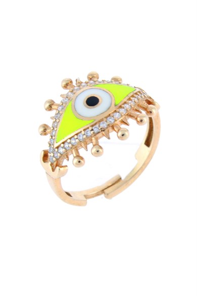 925 Ayar Gümüş Taş İşlemeli Mineli Göz Motifli Yüzük