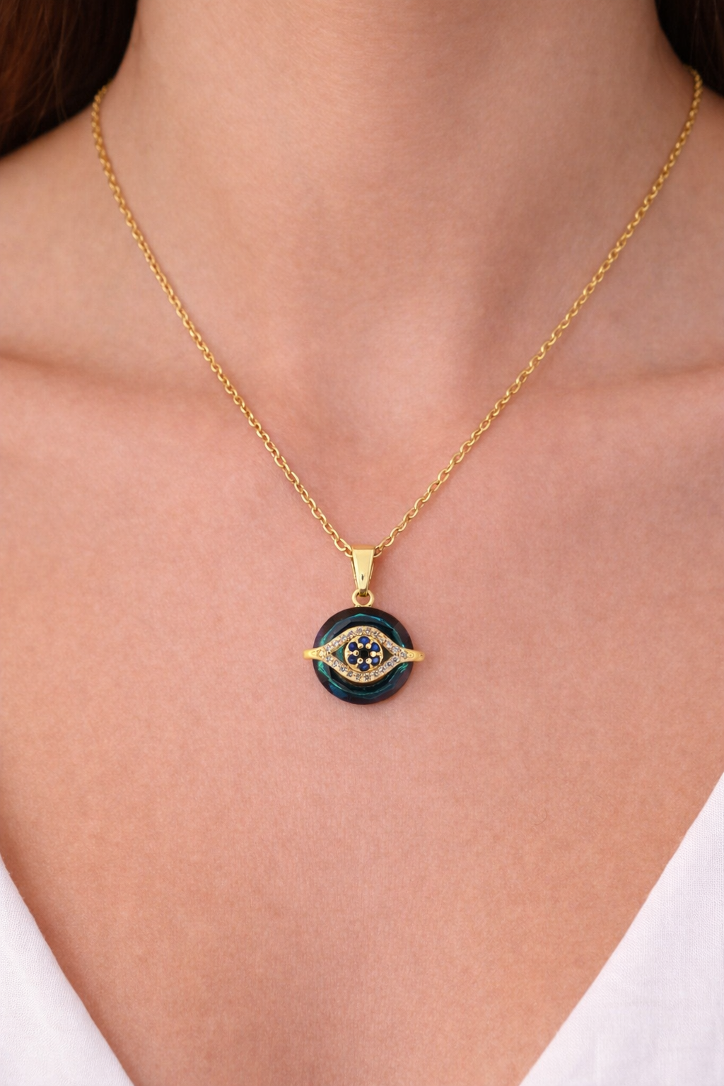 Çelik KolyeGöz Detaylı Çelik Kolye