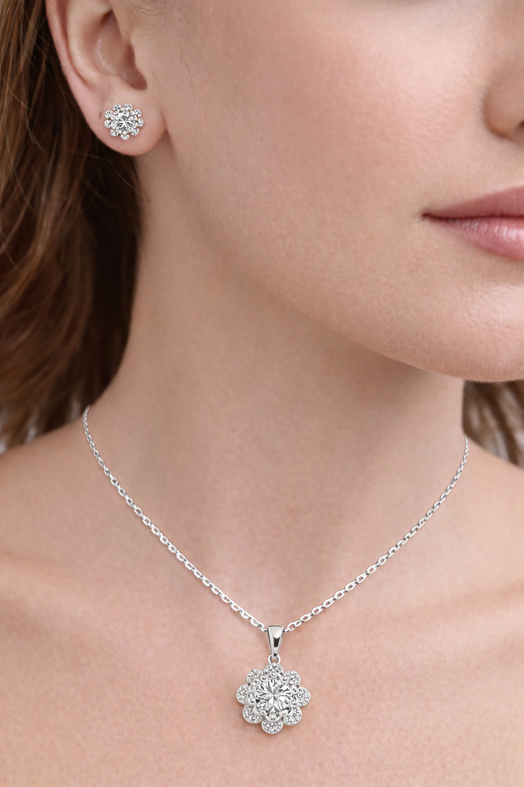 Çelik SetÇiçek Tasarım Çelik Takı Set