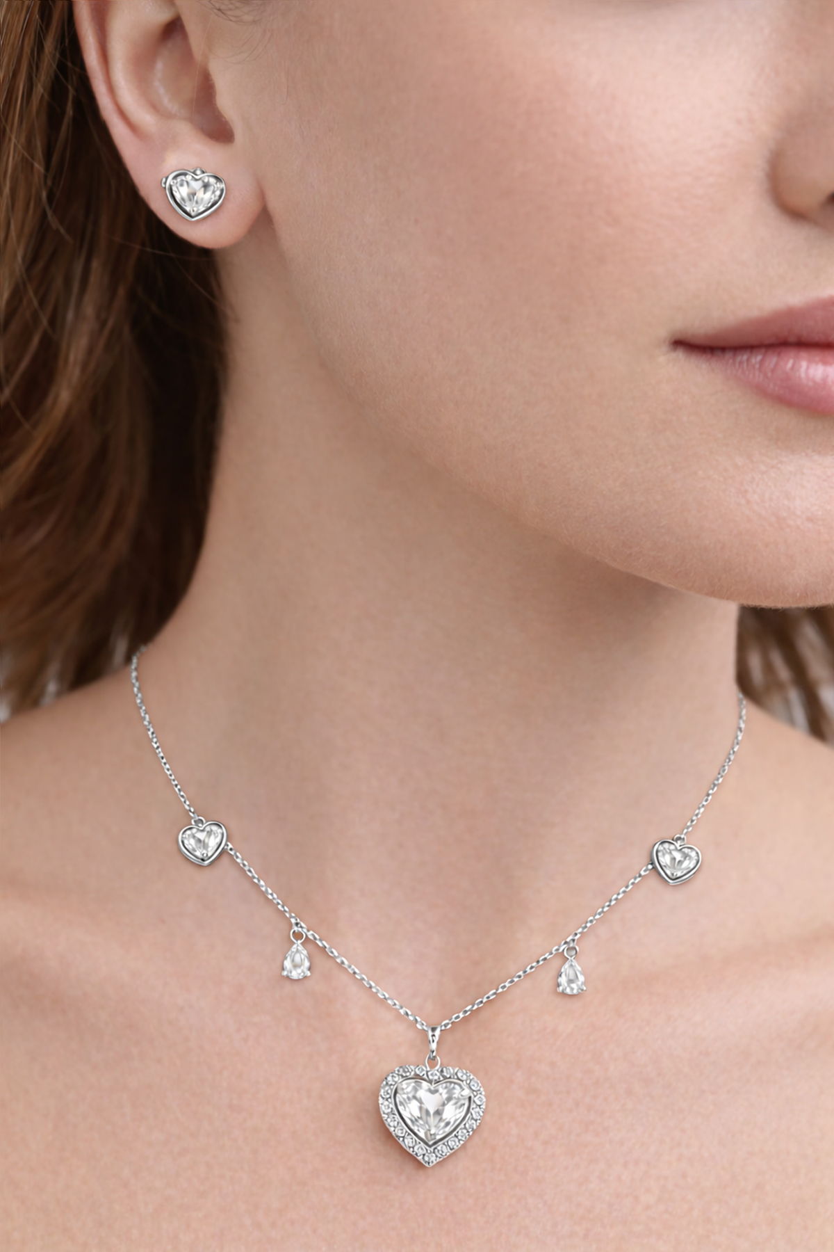 Çelik SetKalp Tasarım Çelik Takı Set