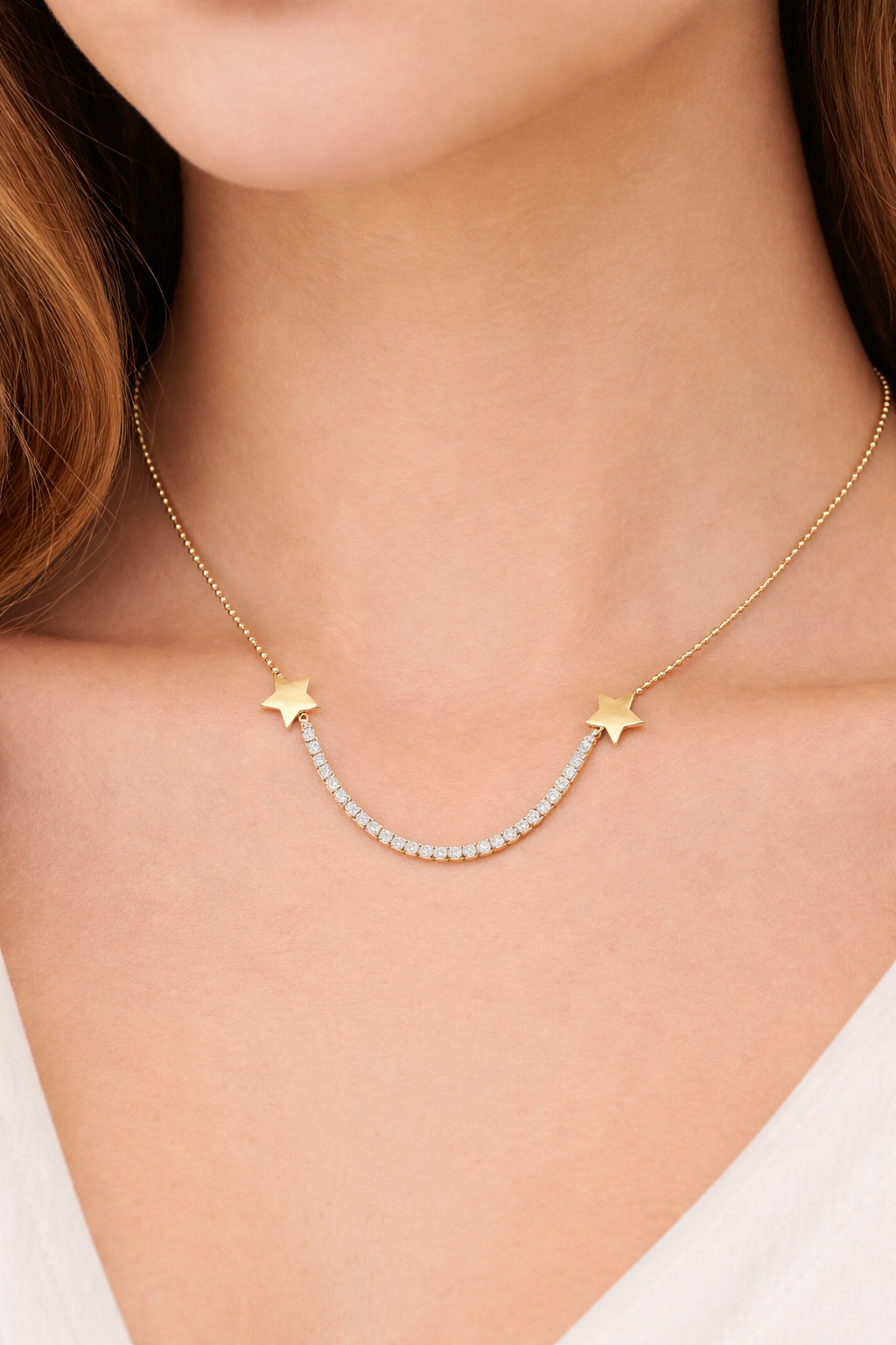 Gümüş Kolye925 Ayar Gümüş Çift Yıldız Kolye