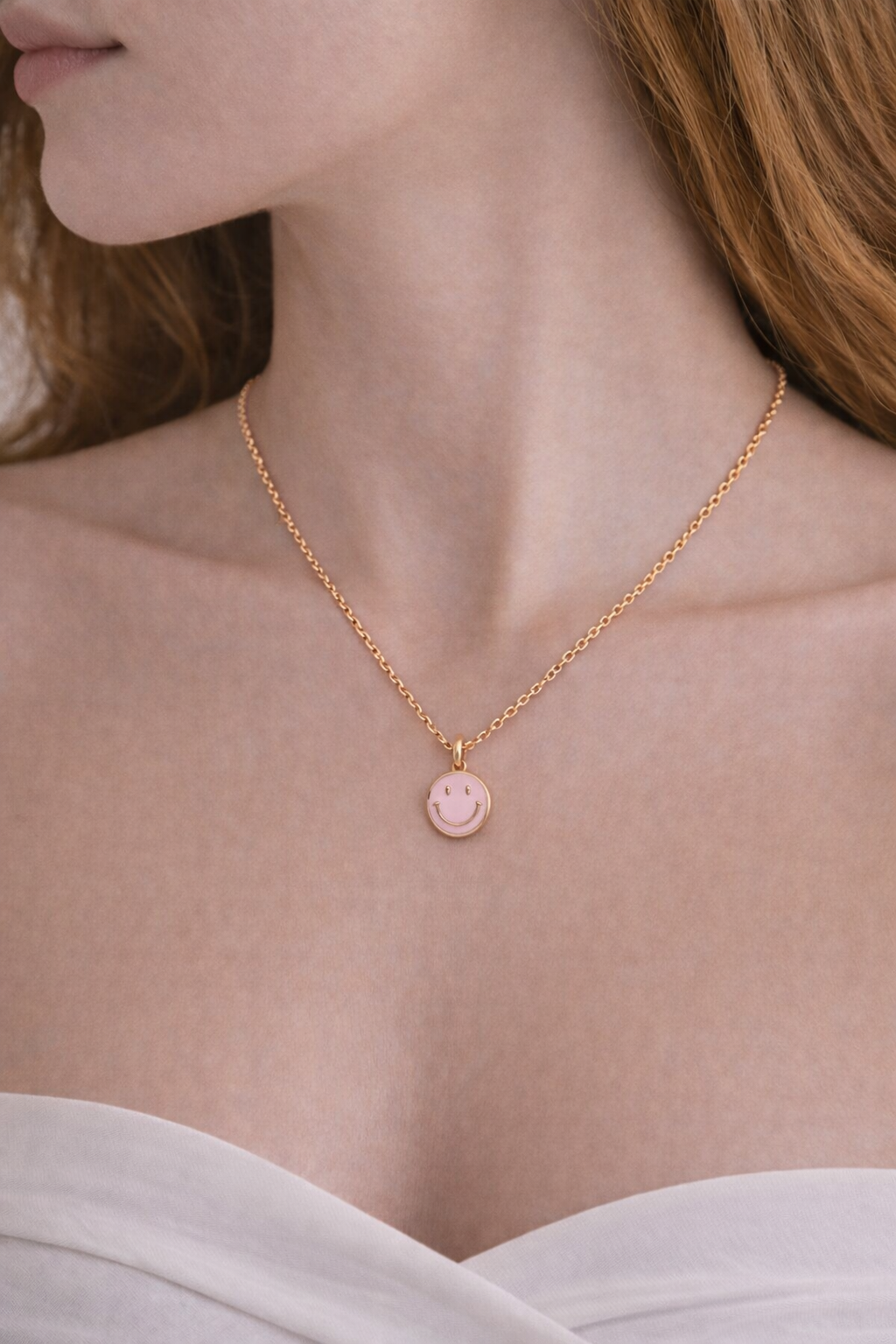 Gümüş Kolye925 Ayar Gümüş Mineli Gülen Yüz Kolye