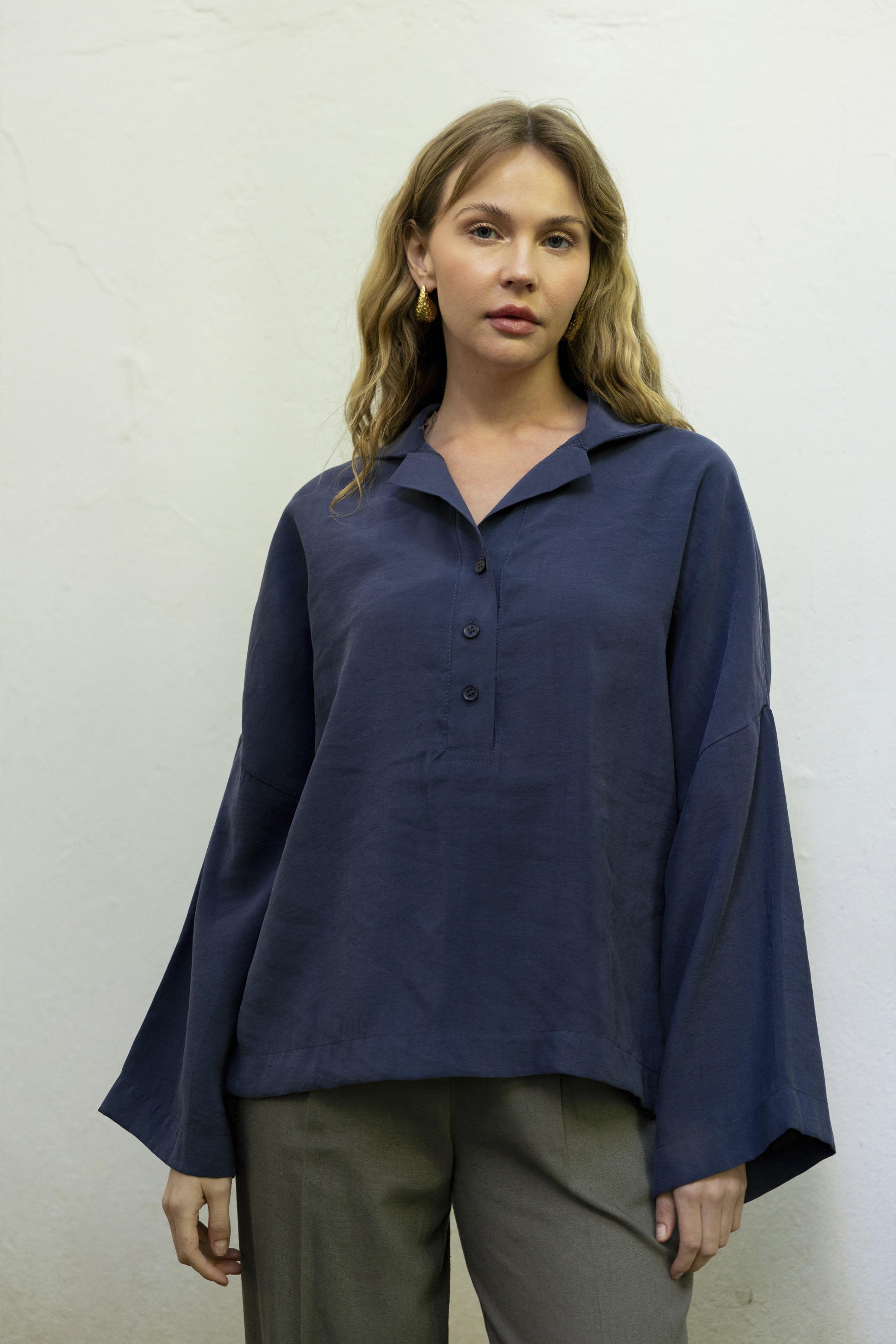 4953 POLO YAKA BLUZ LACİVERT