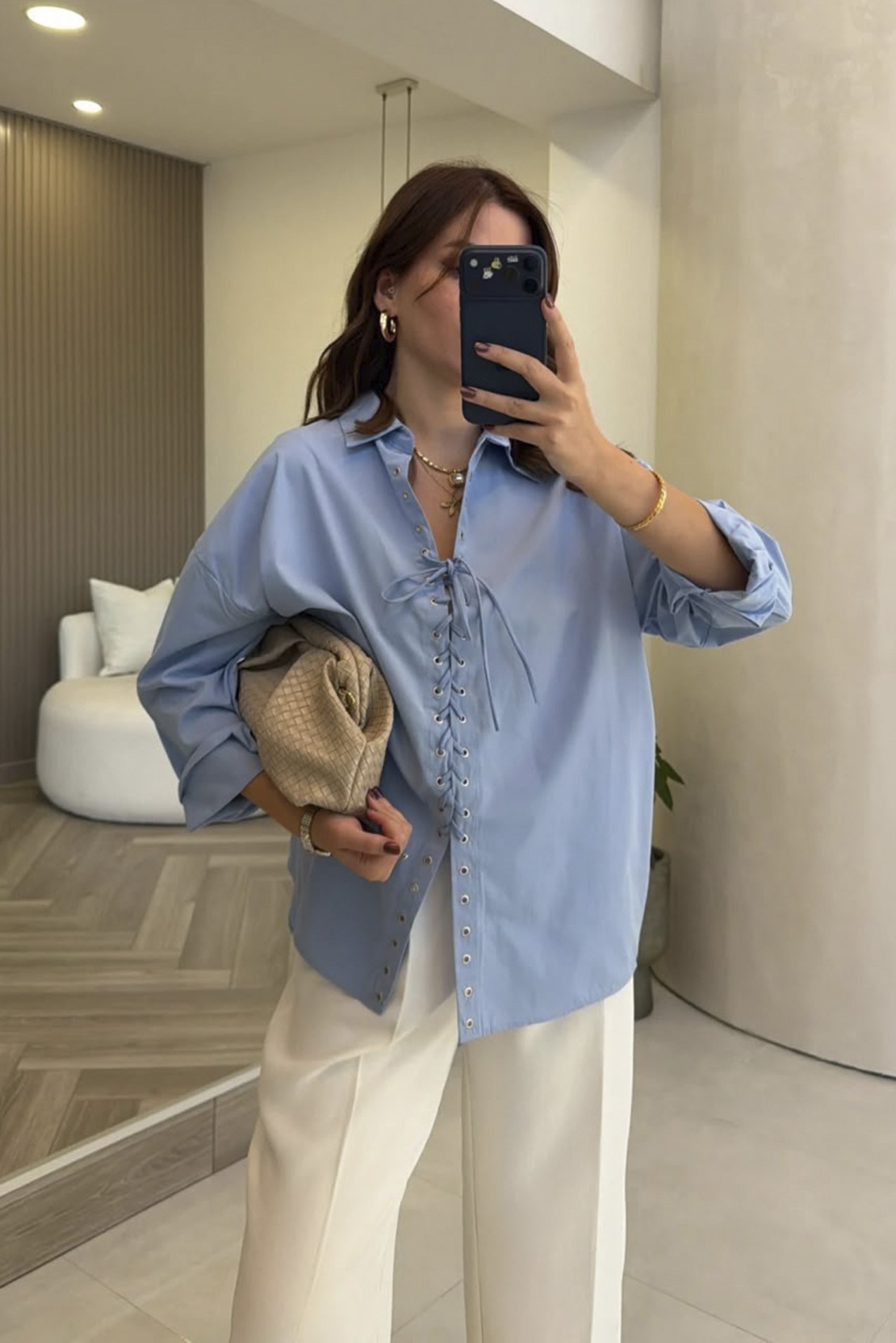 5157 KUŞGÖZLÜ GÖMLEK BEBE MAVİ