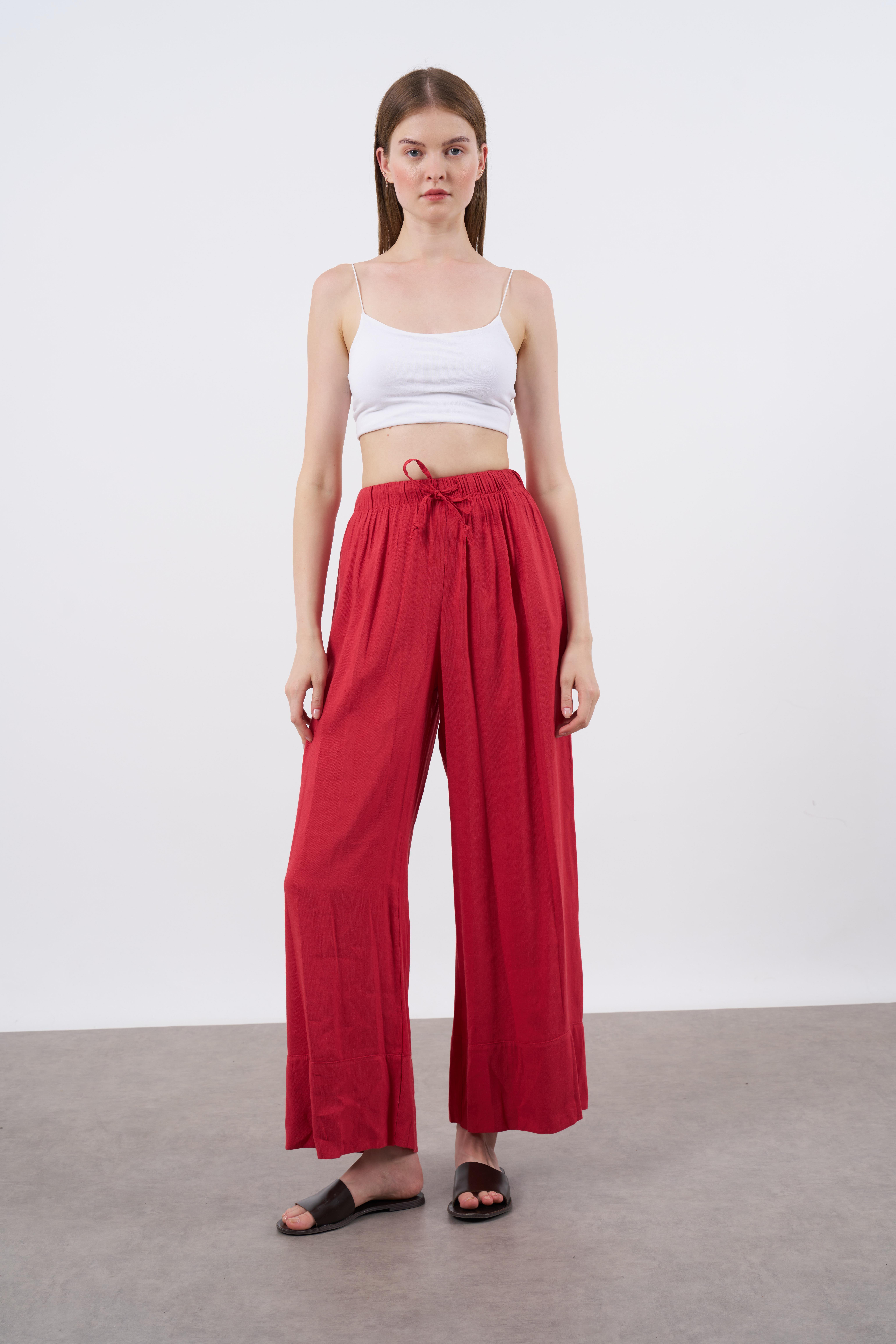 50983 KETEN PANTOLON KIRMIZI