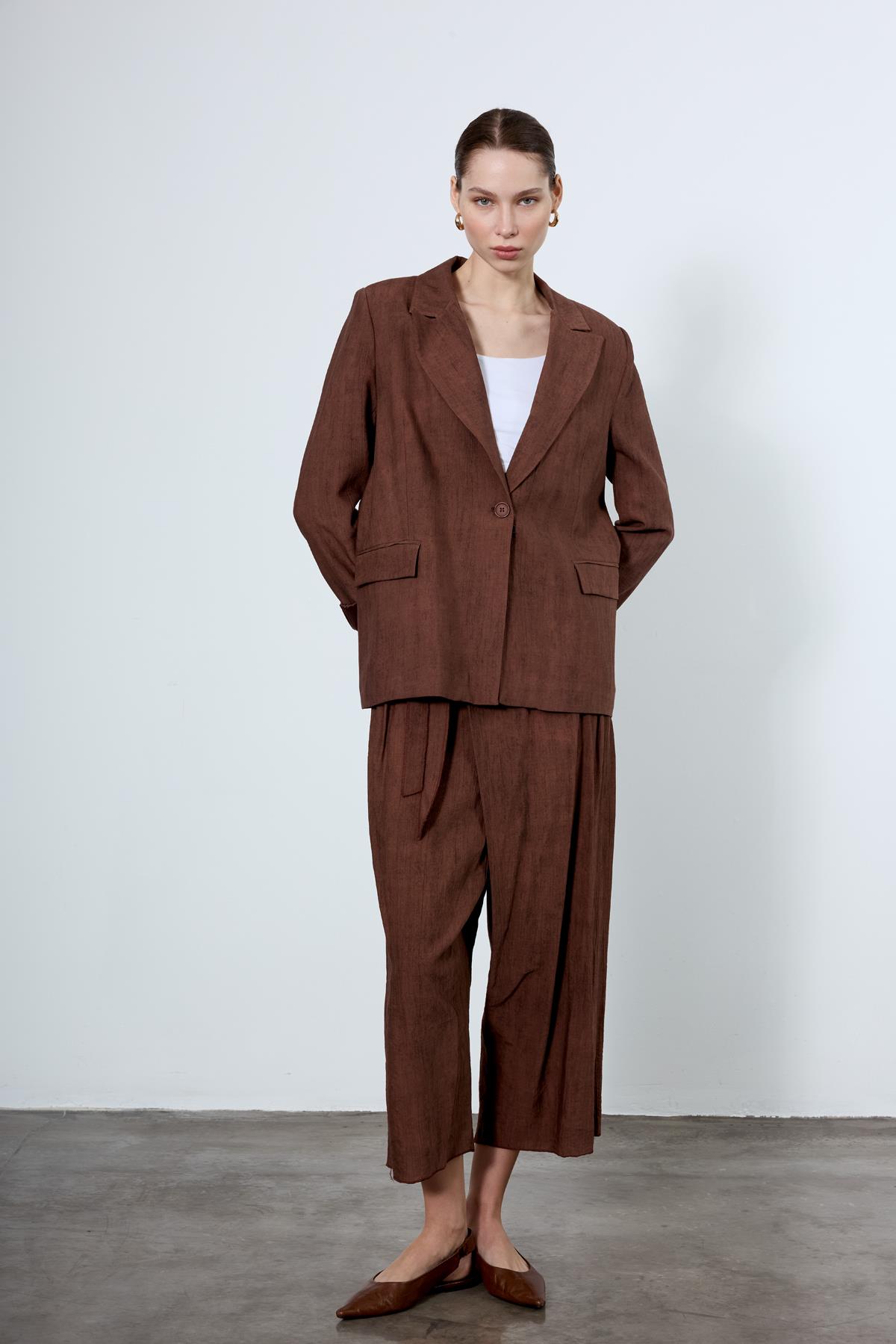 9551 PANTOLON CEKET TAKIM KAHVE