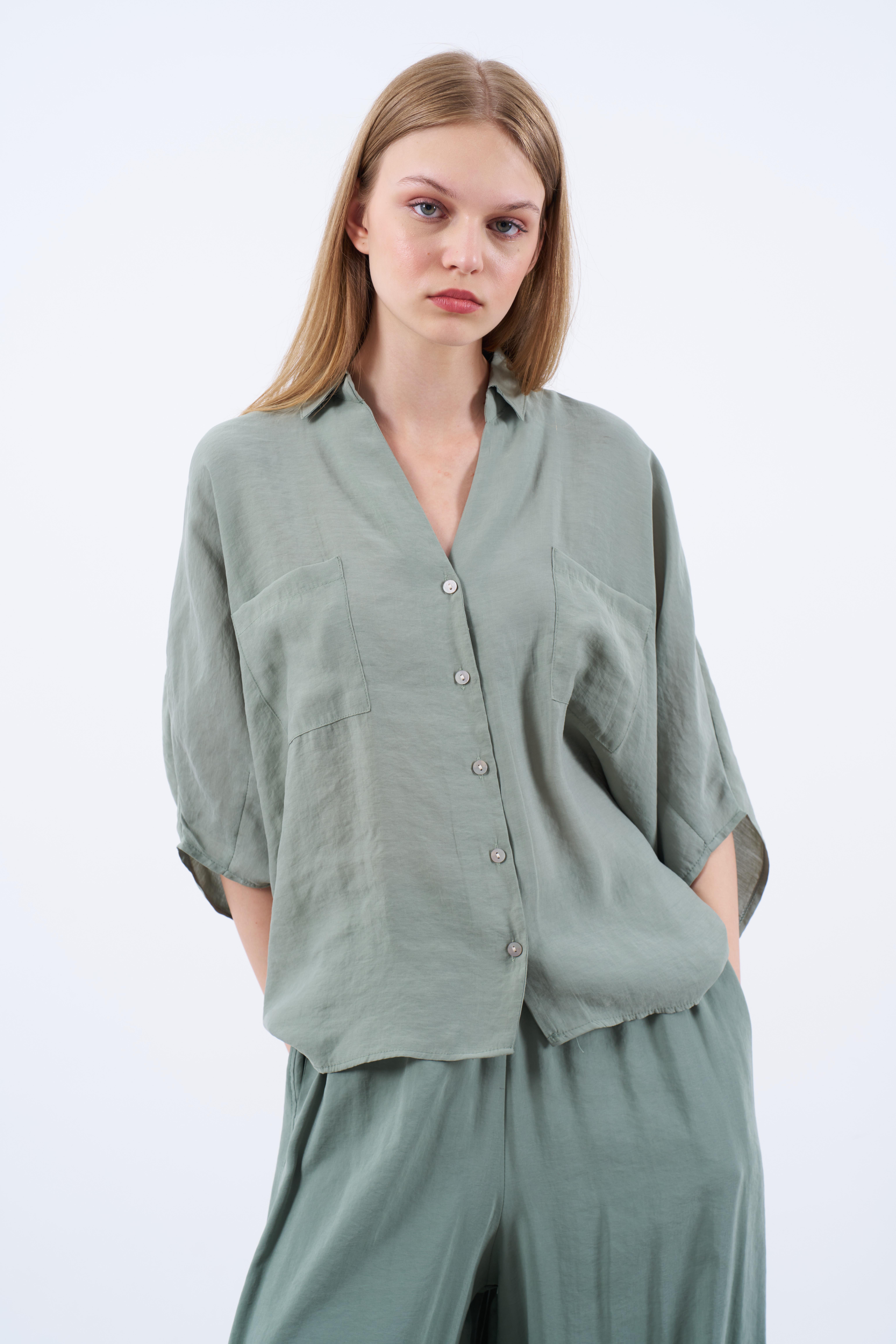 4925 OVERSIZE GÖMLEK ÇAĞLA YEŞİL