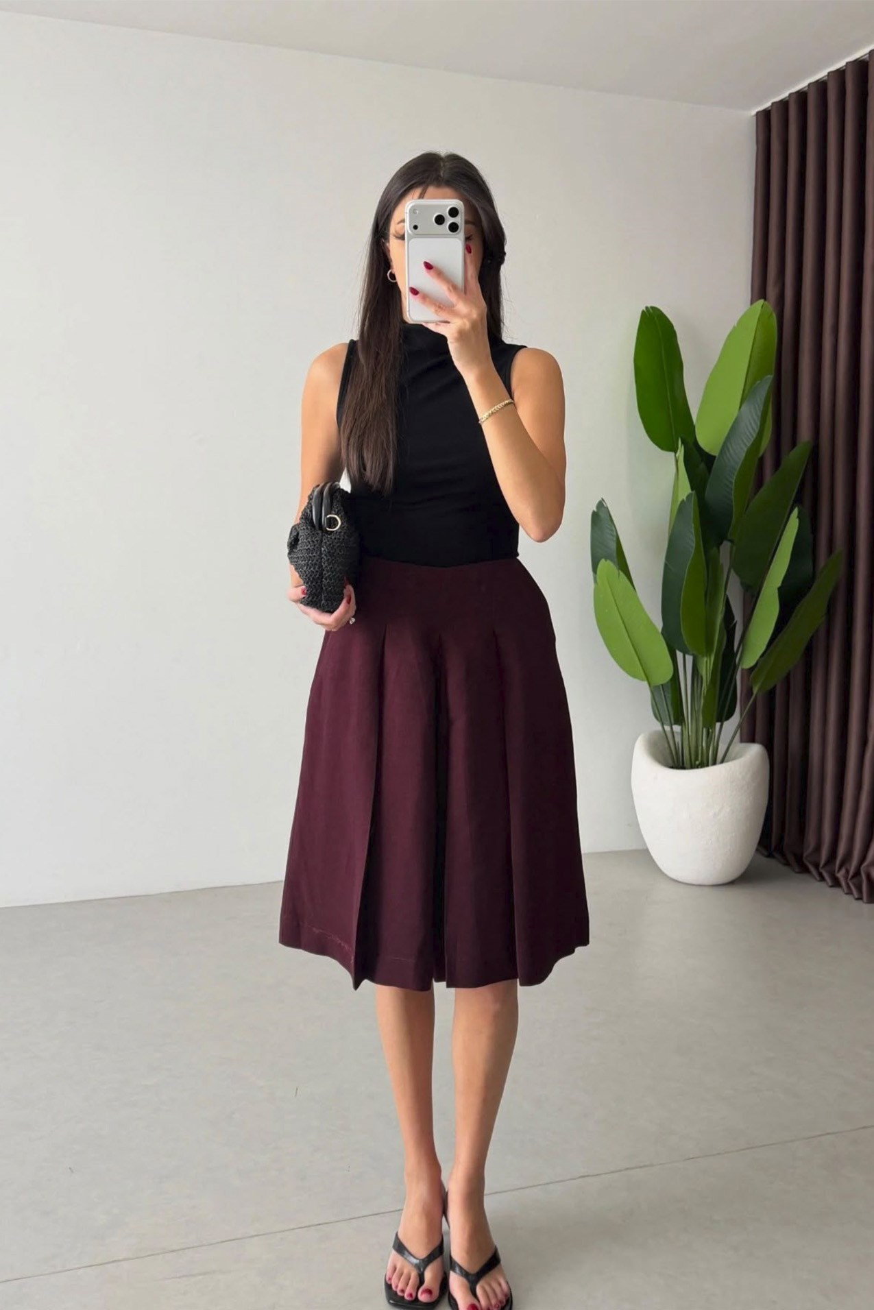 51425 PİLELİ BERMUDA BORDO