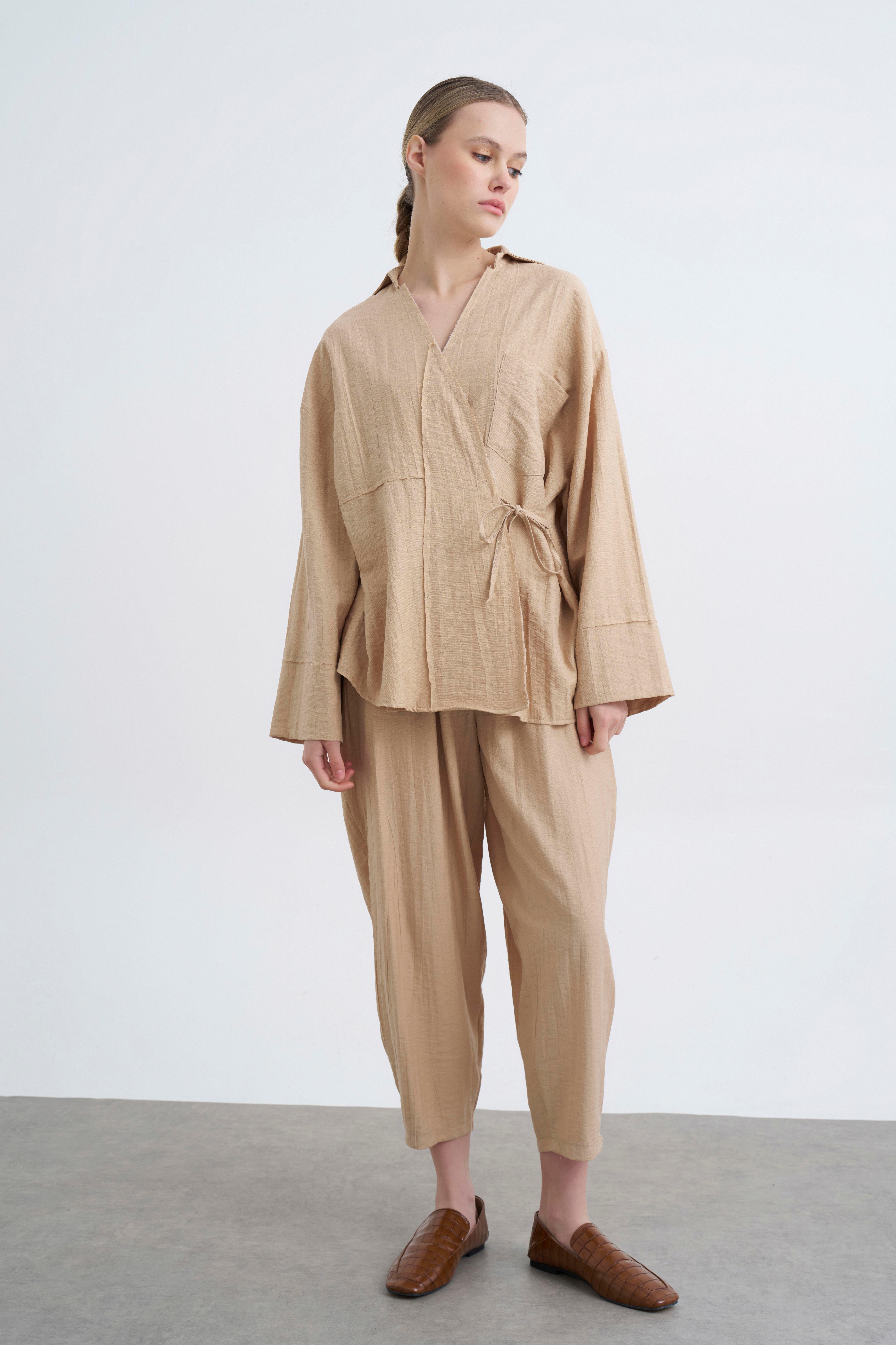 50970 BLUZ PANTOLON TAKIM CAMEL