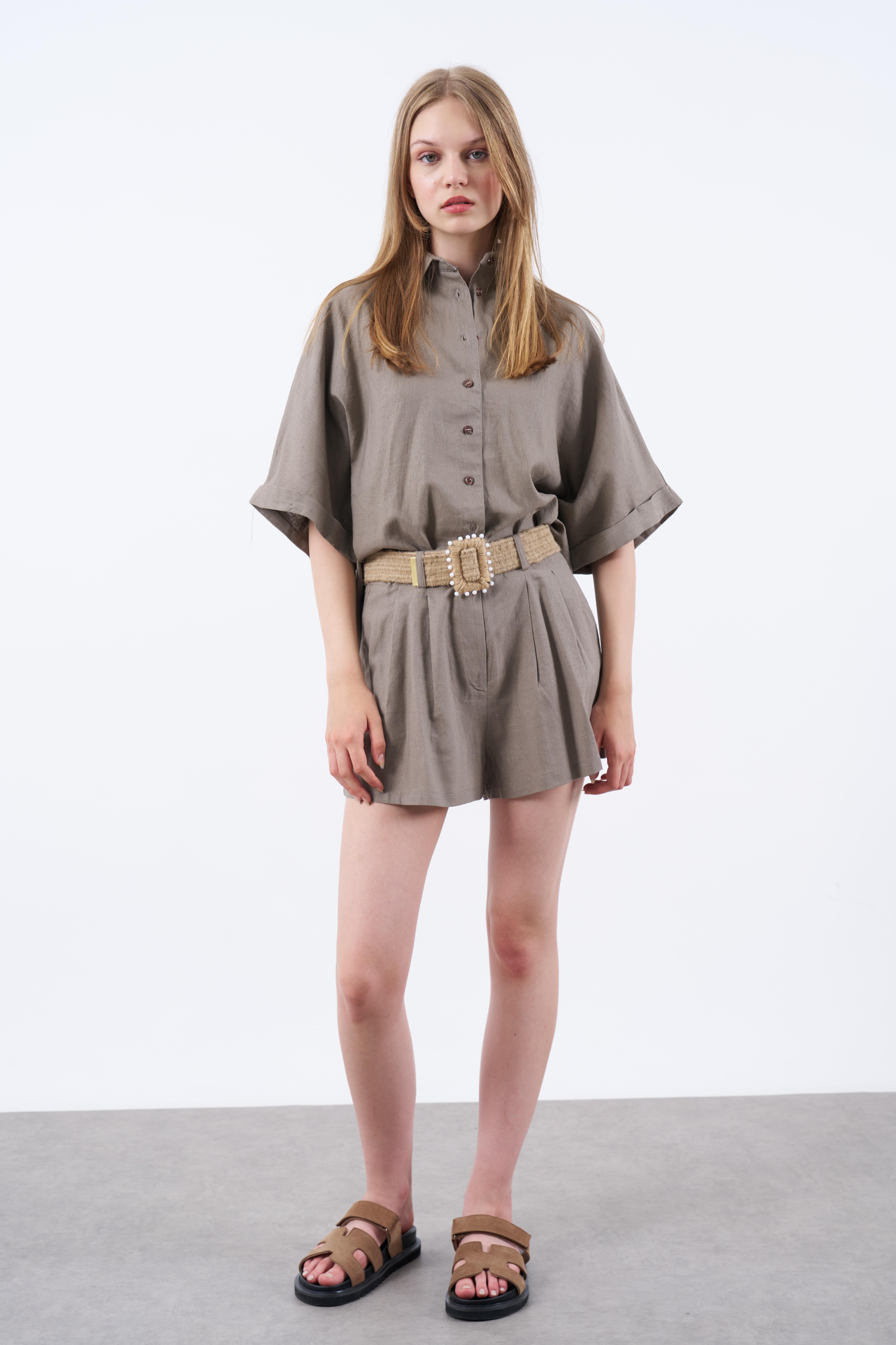 51036 GÖMLEK ŞORT TAKIM VİZON