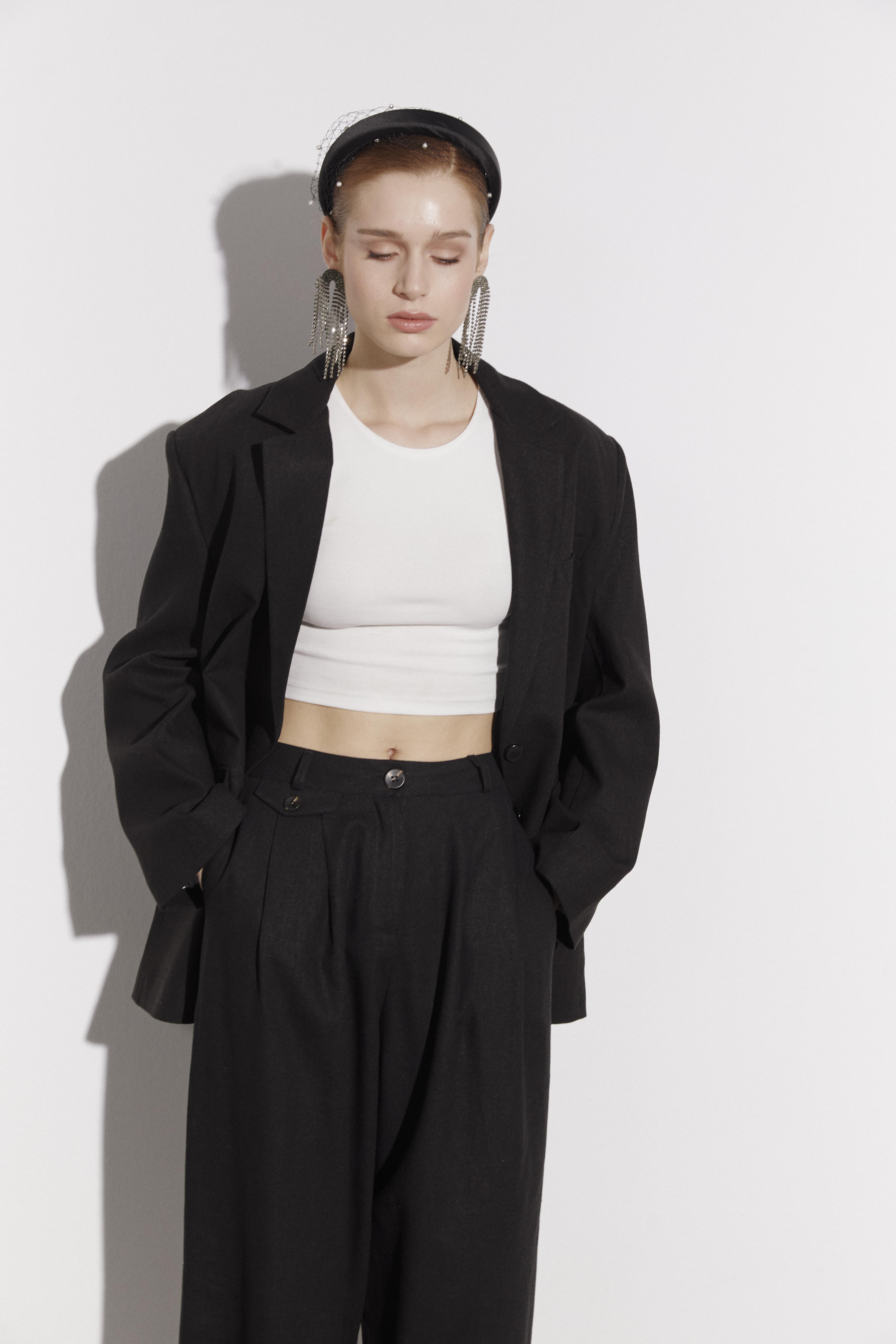 9430 KETEN CEKET SİYAH