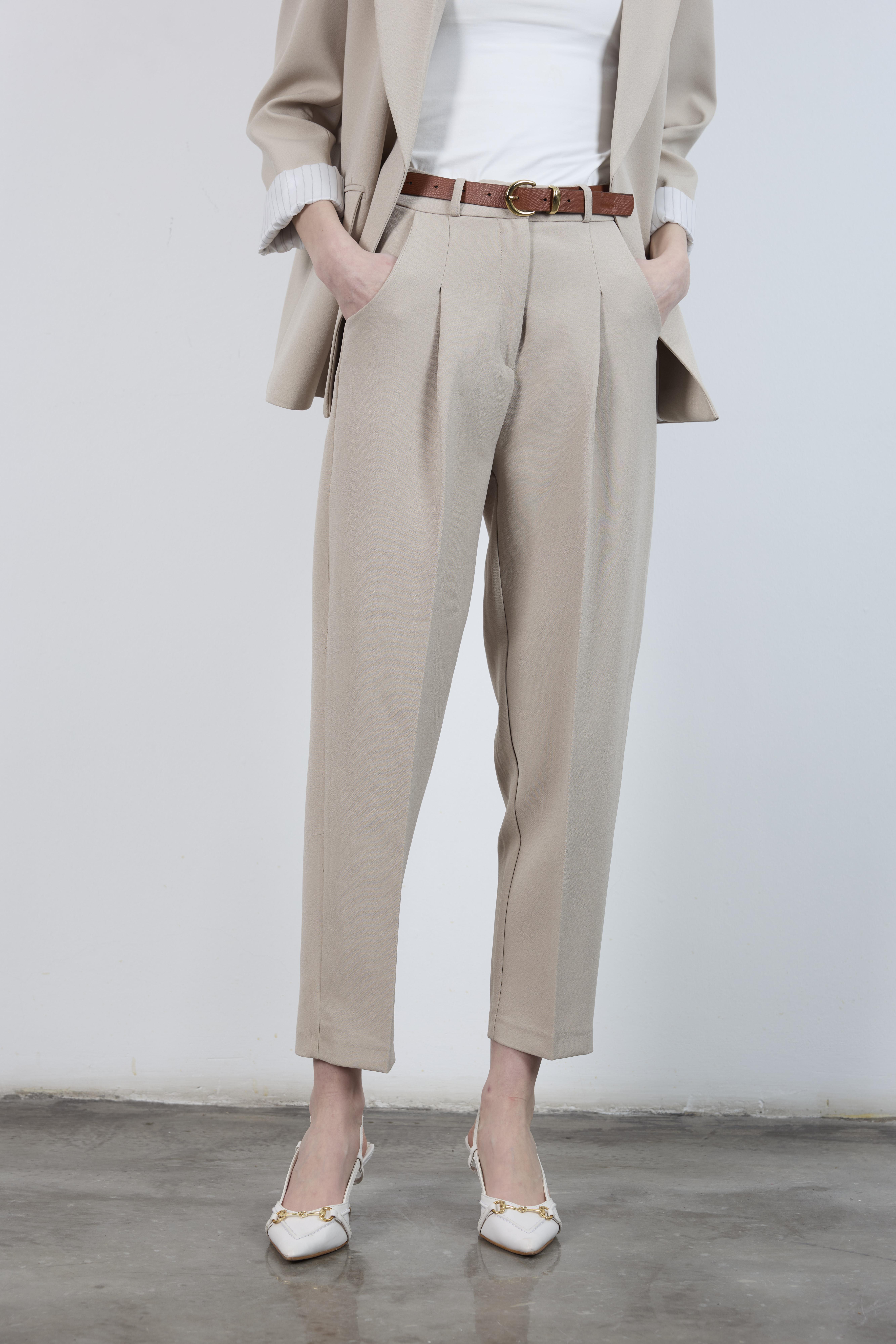 50938 KEMERLİ PANTOLON TAŞ