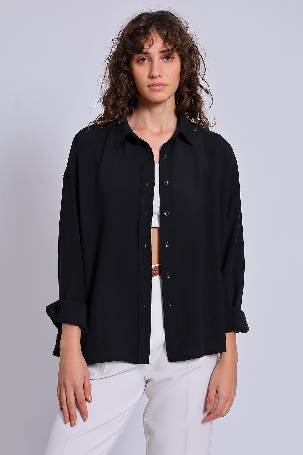 4910 OVERSIZE GÖMLEK SİYAH