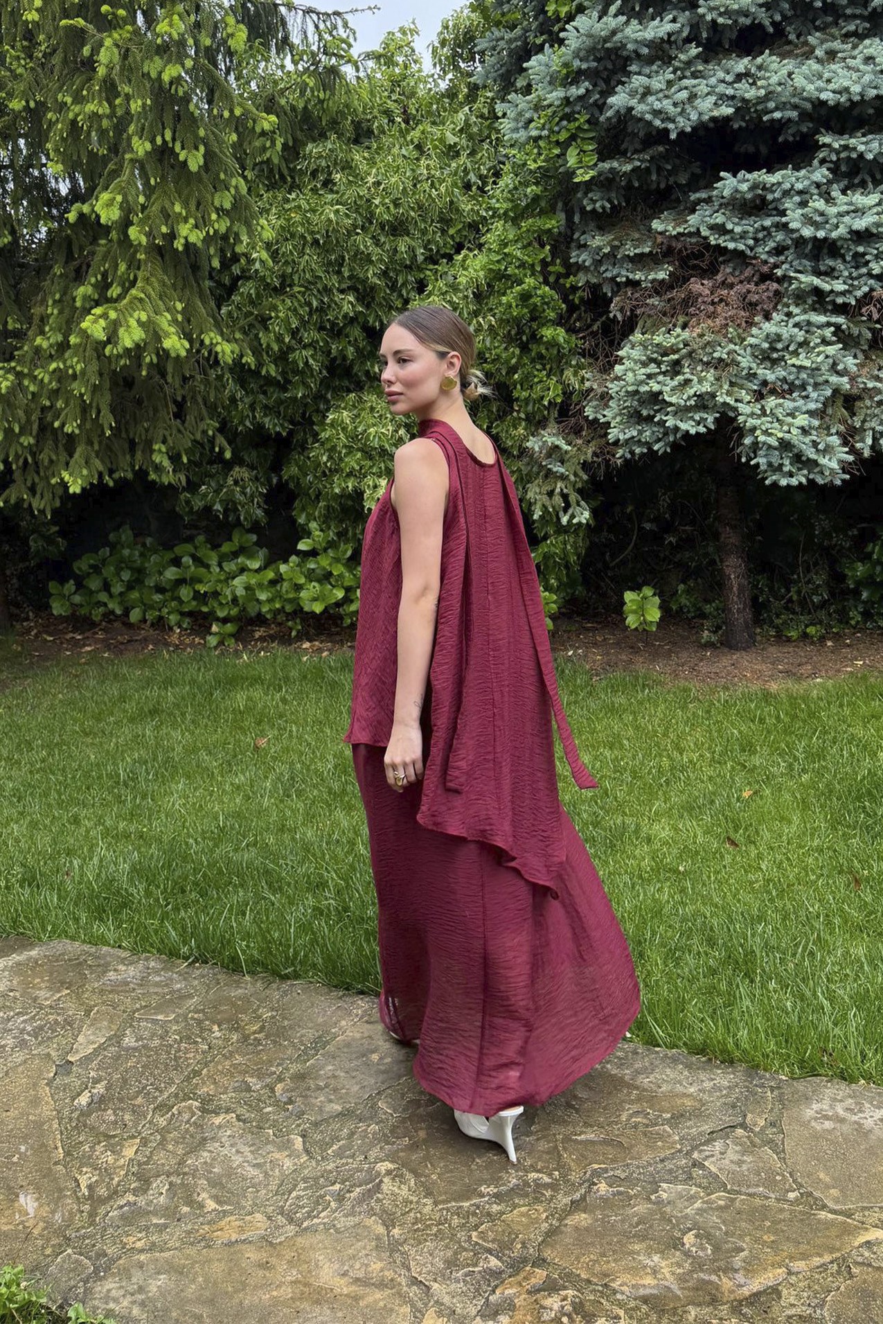 51400 KETEN ELBİSE BORDO