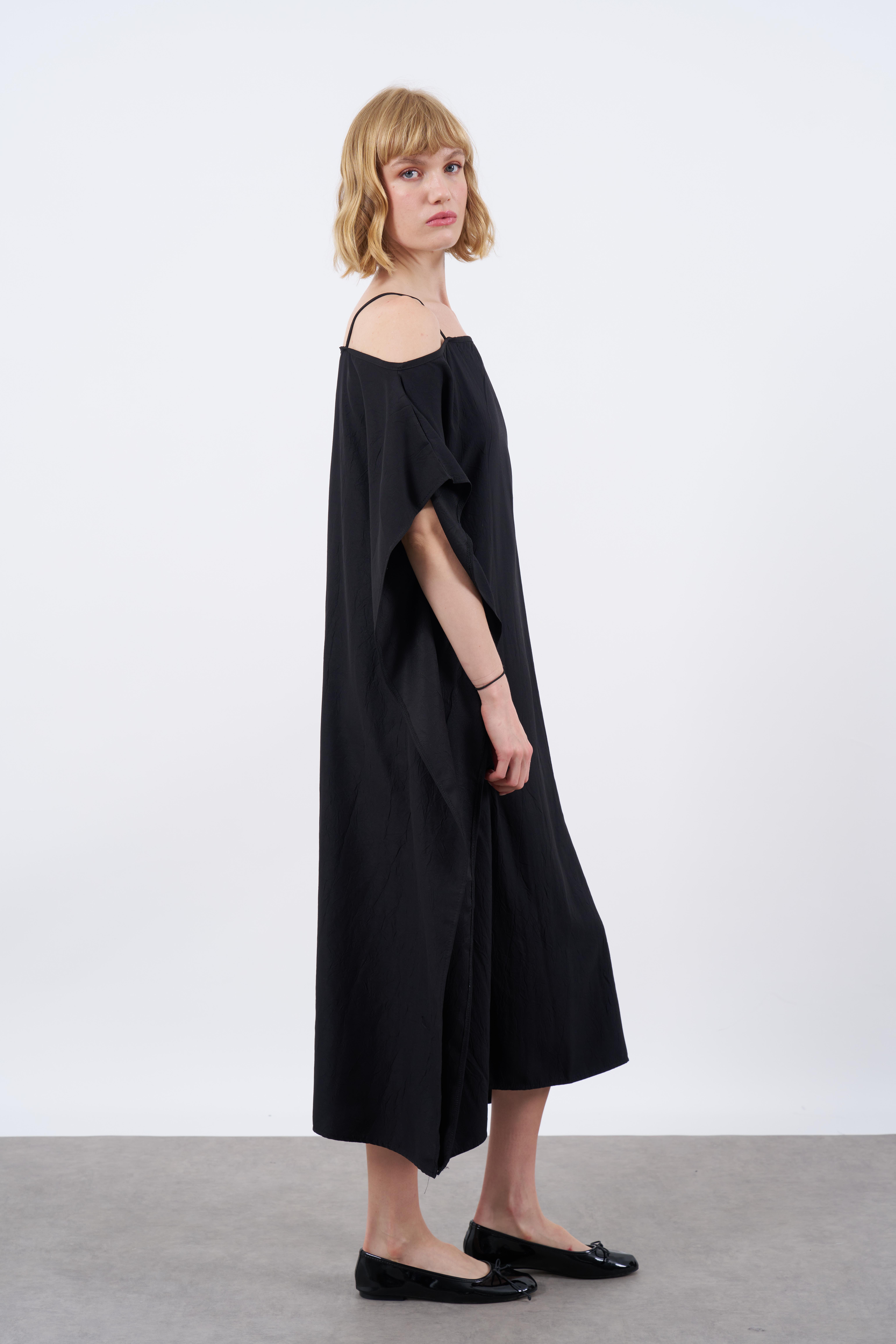 3195 ASKILI ELBİSE SİYAH