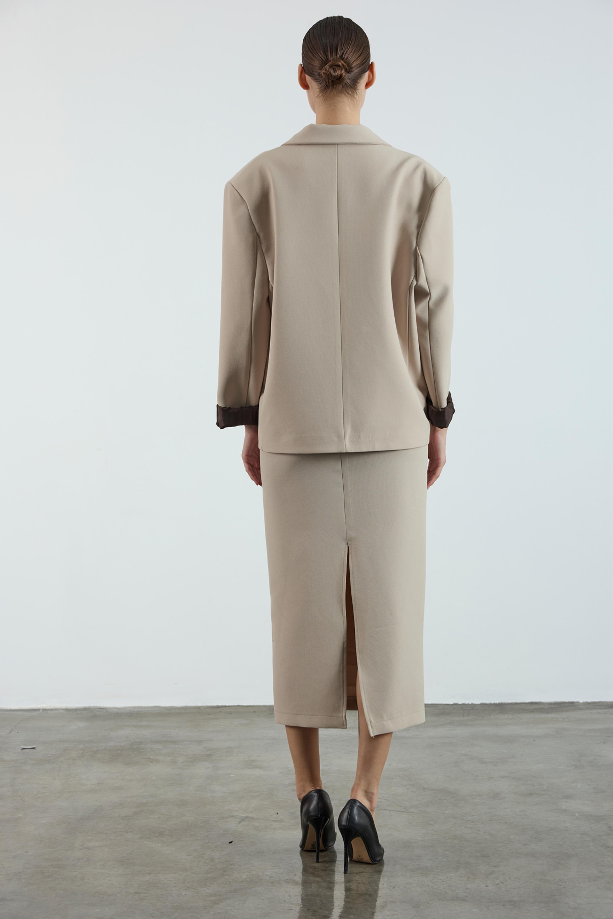 9555 BİYELİ CEKET TAŞ-KAHVE