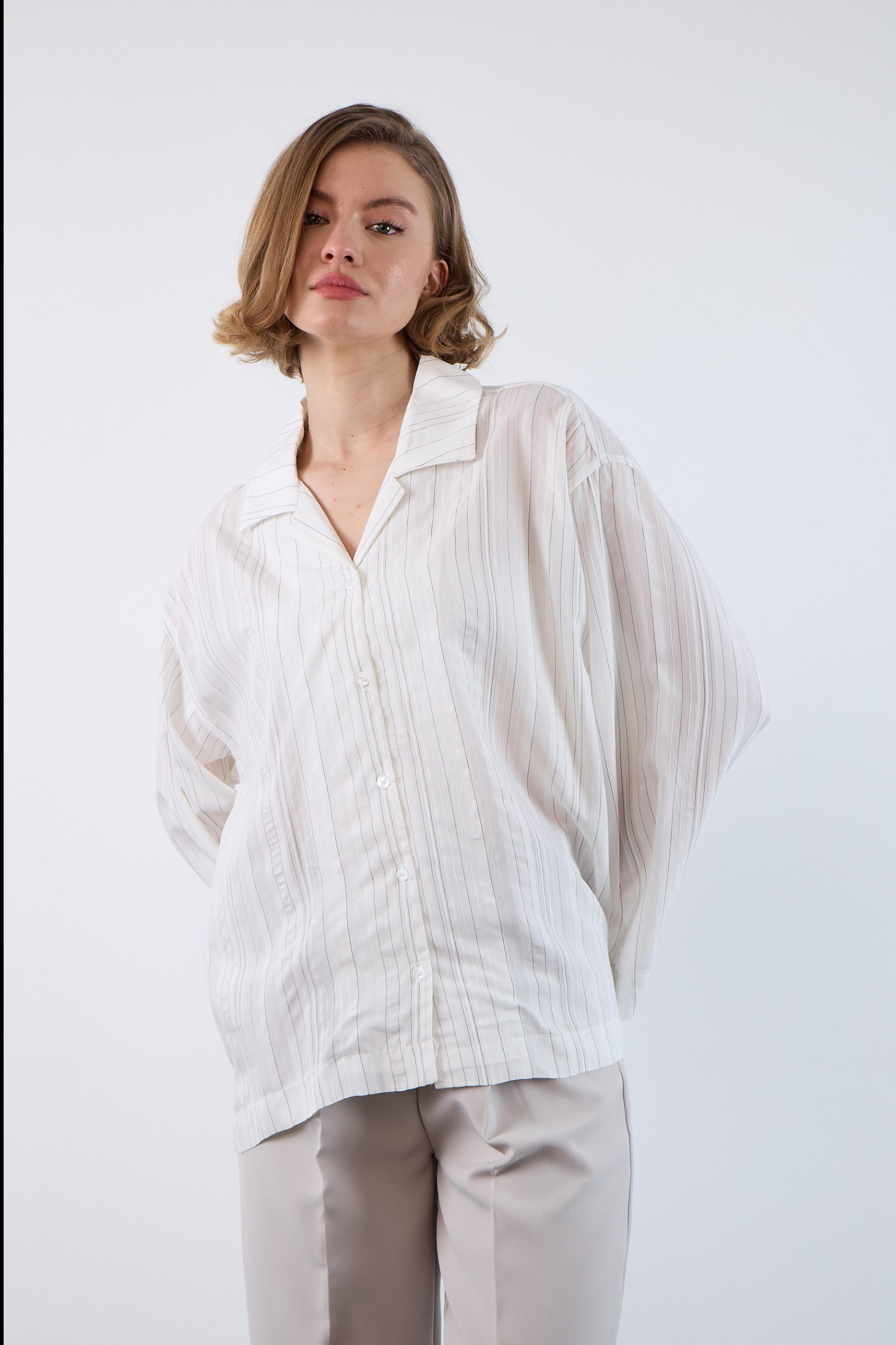 4956 OVERSIZE GÖMLEK BEYAZ-SİYAH