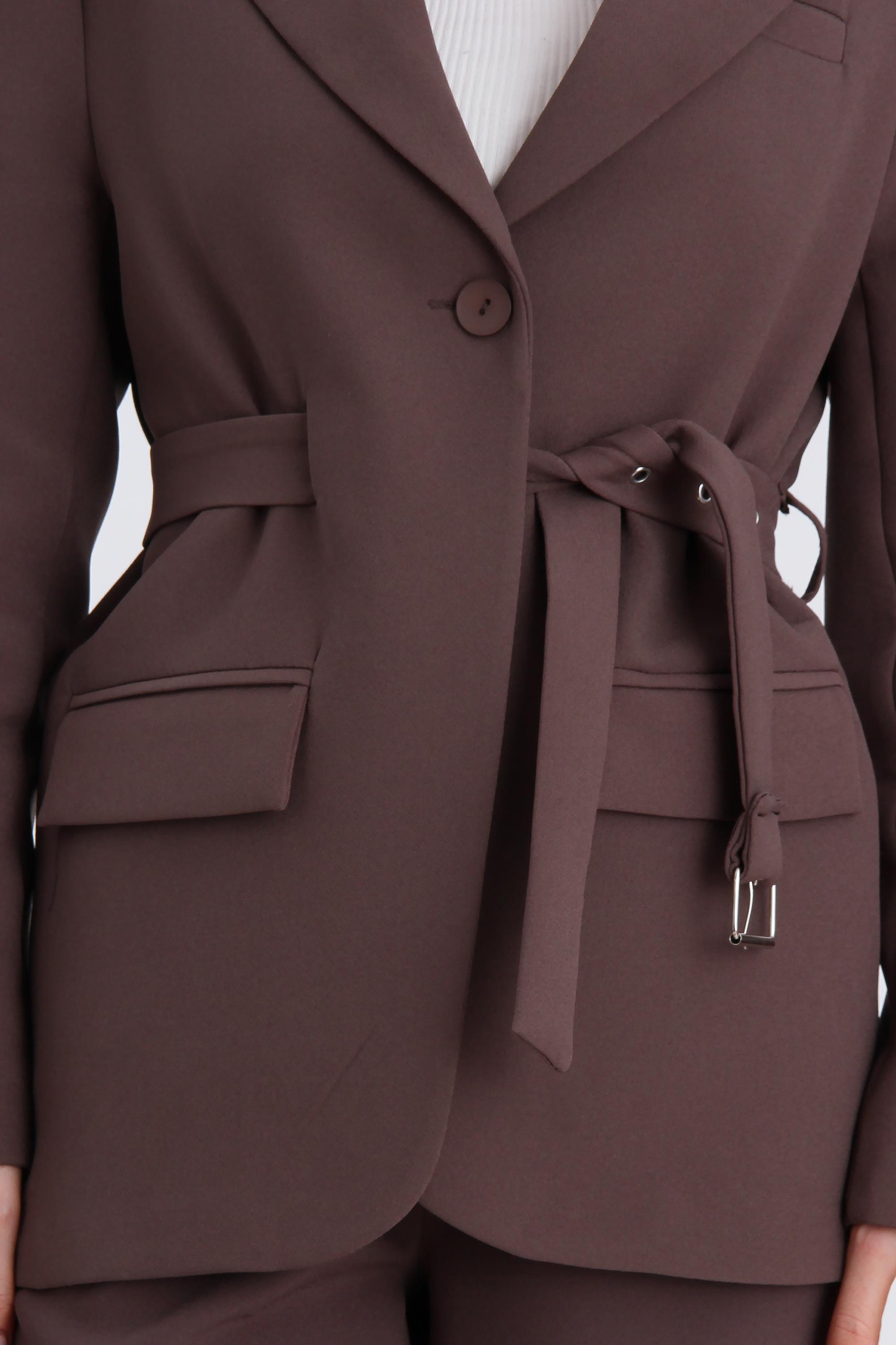 9367 KEMERLİ CEKET KAHVE