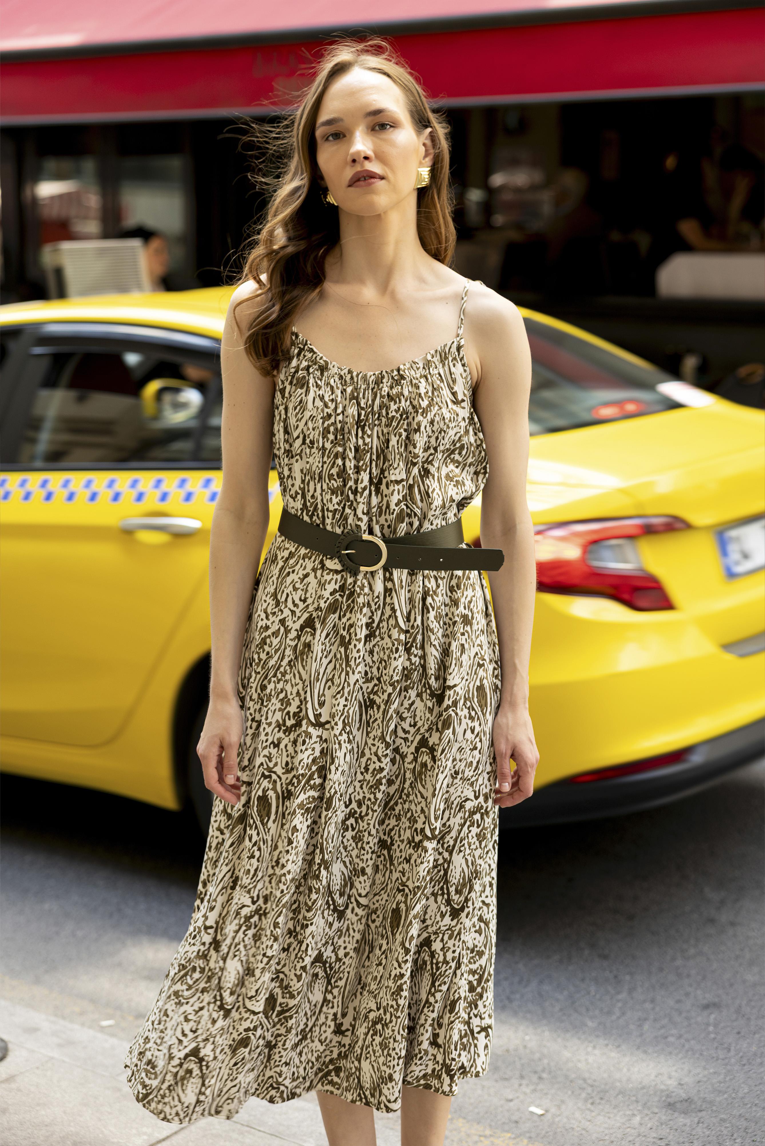 3313 ASKILI ELBİSE YEŞİL