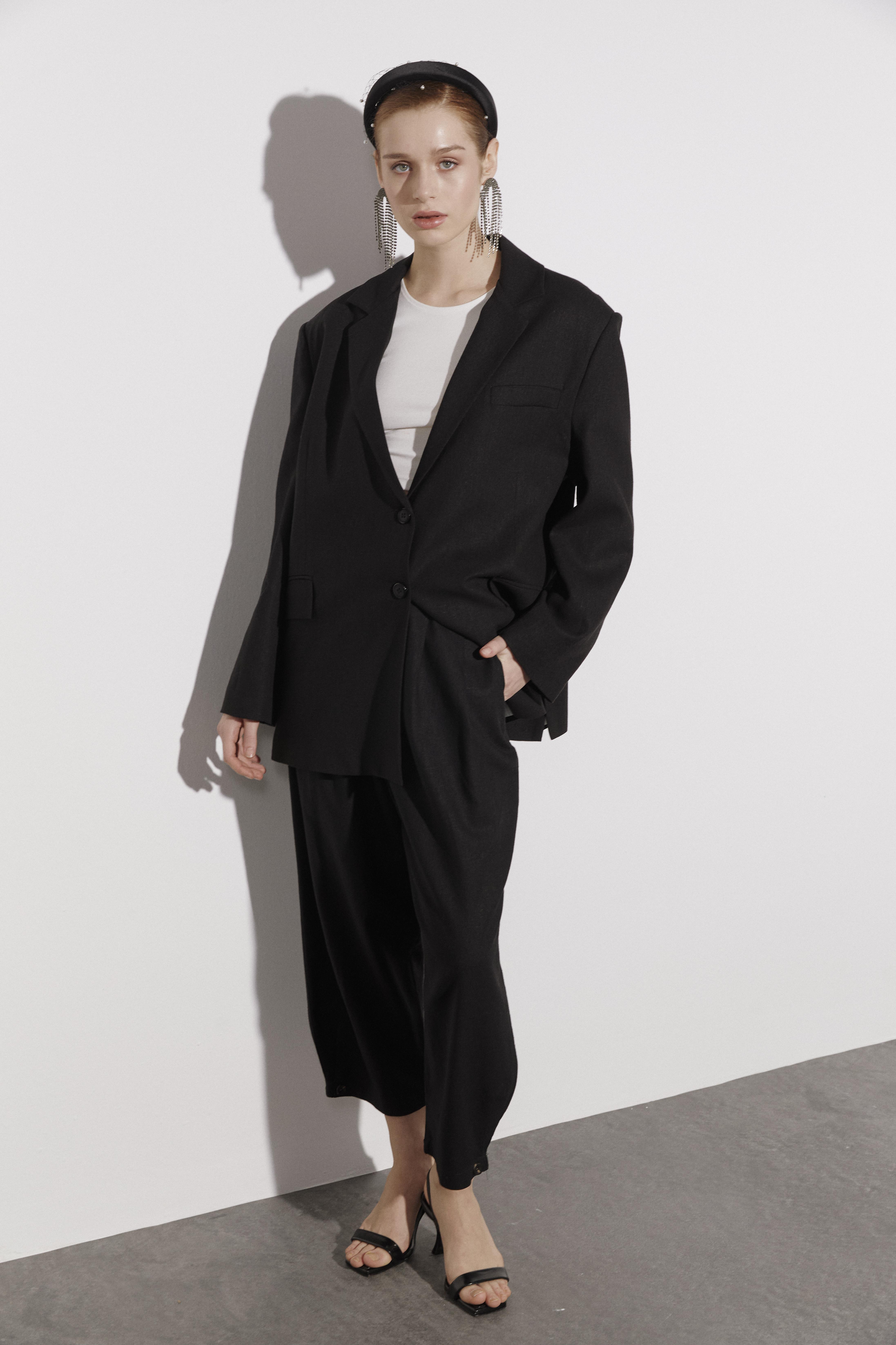 9430 KETEN CEKET SİYAH