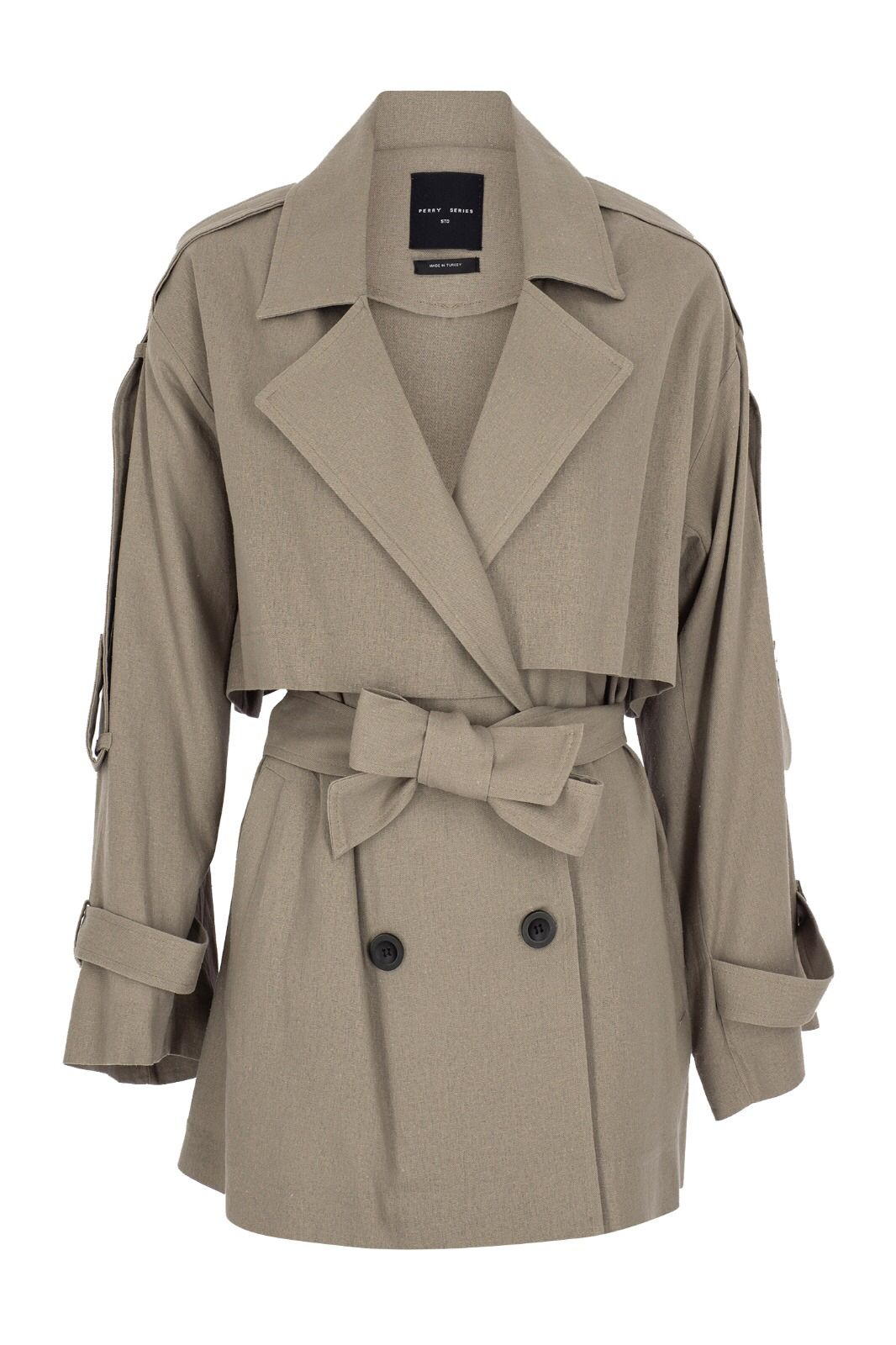 9673 ASTARSIZ APOLETLİ TRENÇ VİZON