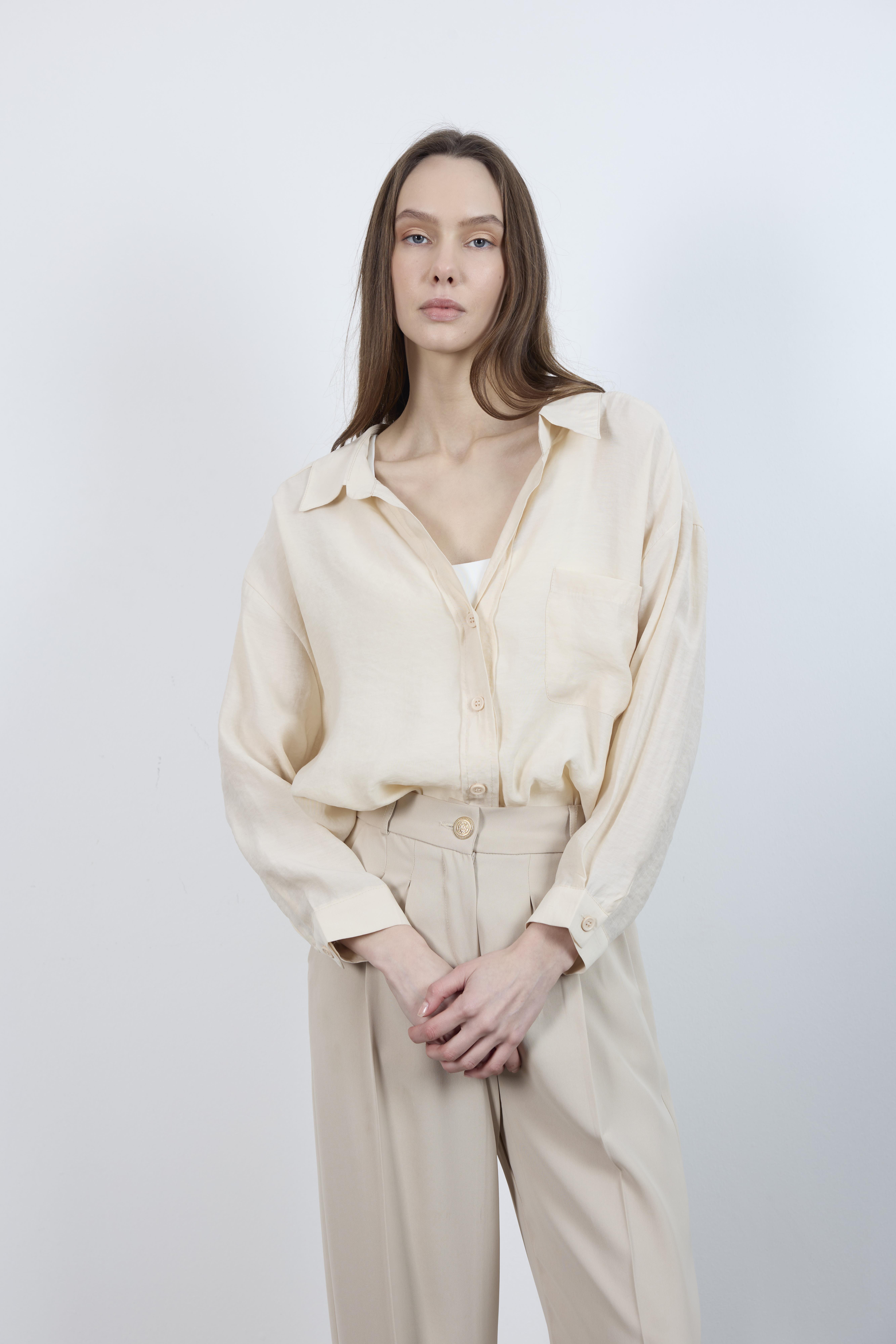 4612 DÜŞÜK OMUZLU OVERSİZE GÖMLEK TAŞ