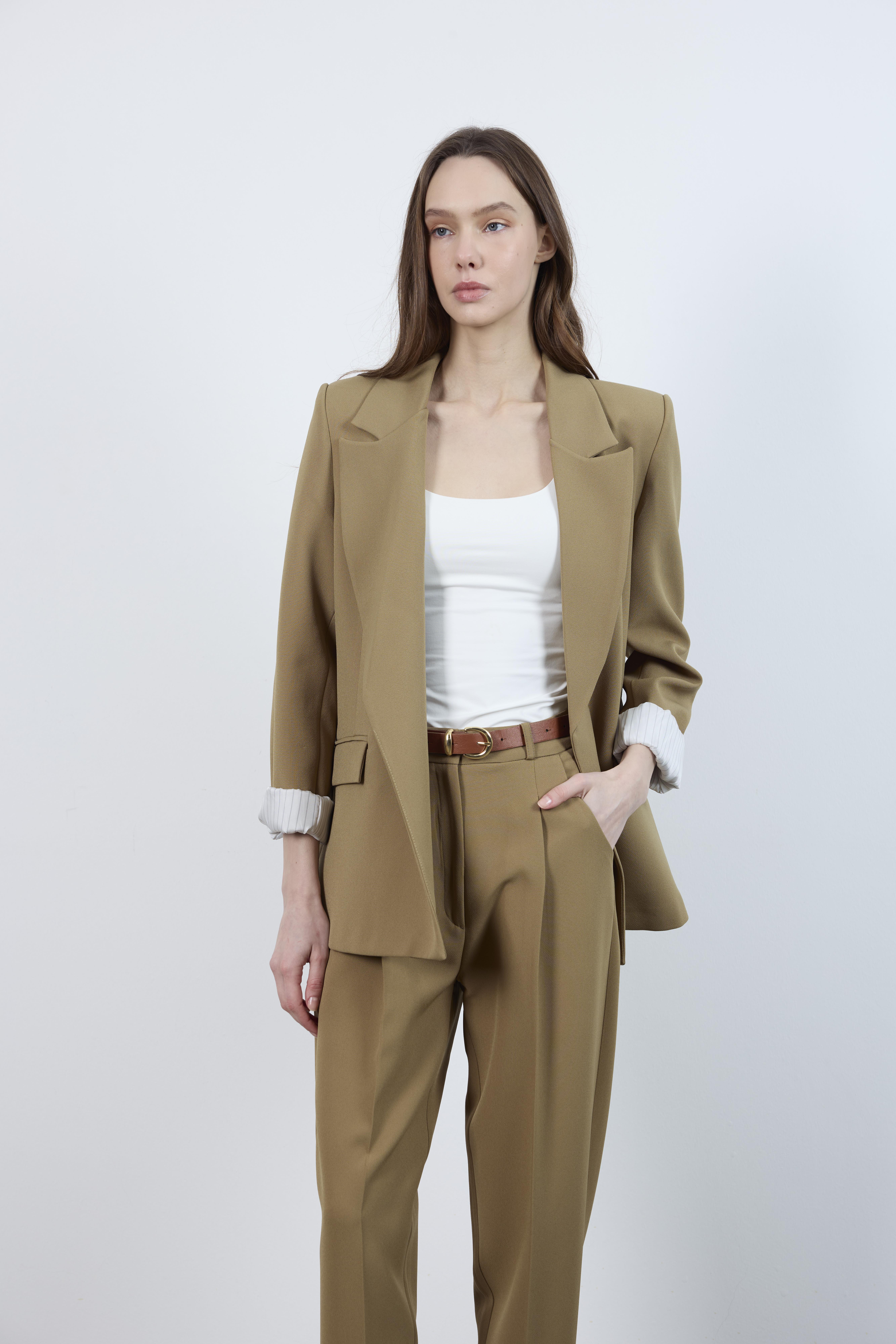 9134 KOLU KATLAMALI CEKET OLİVE