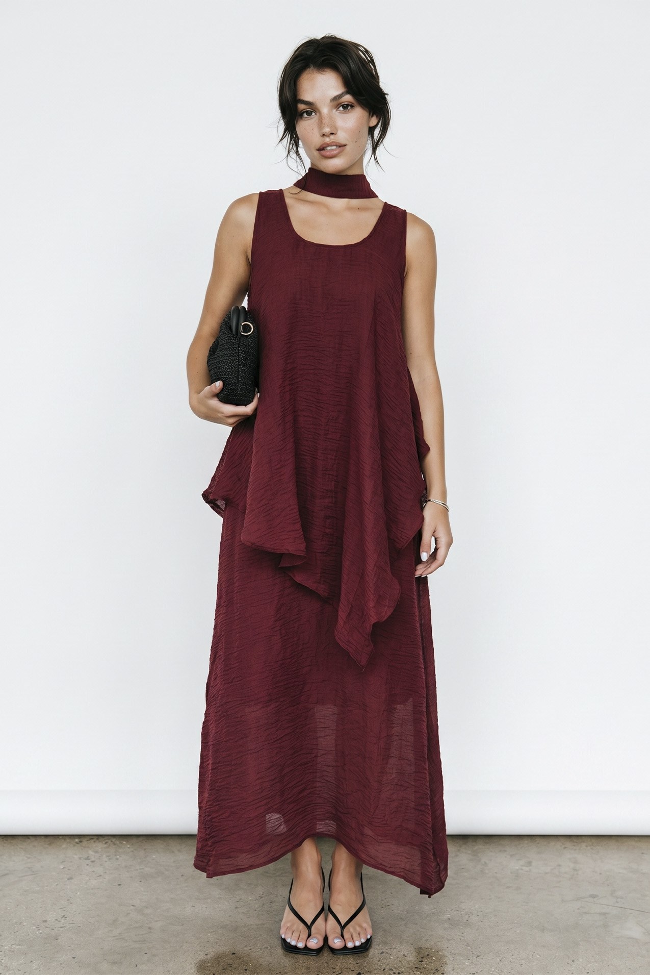 51400 KETEN ELBİSE BORDO