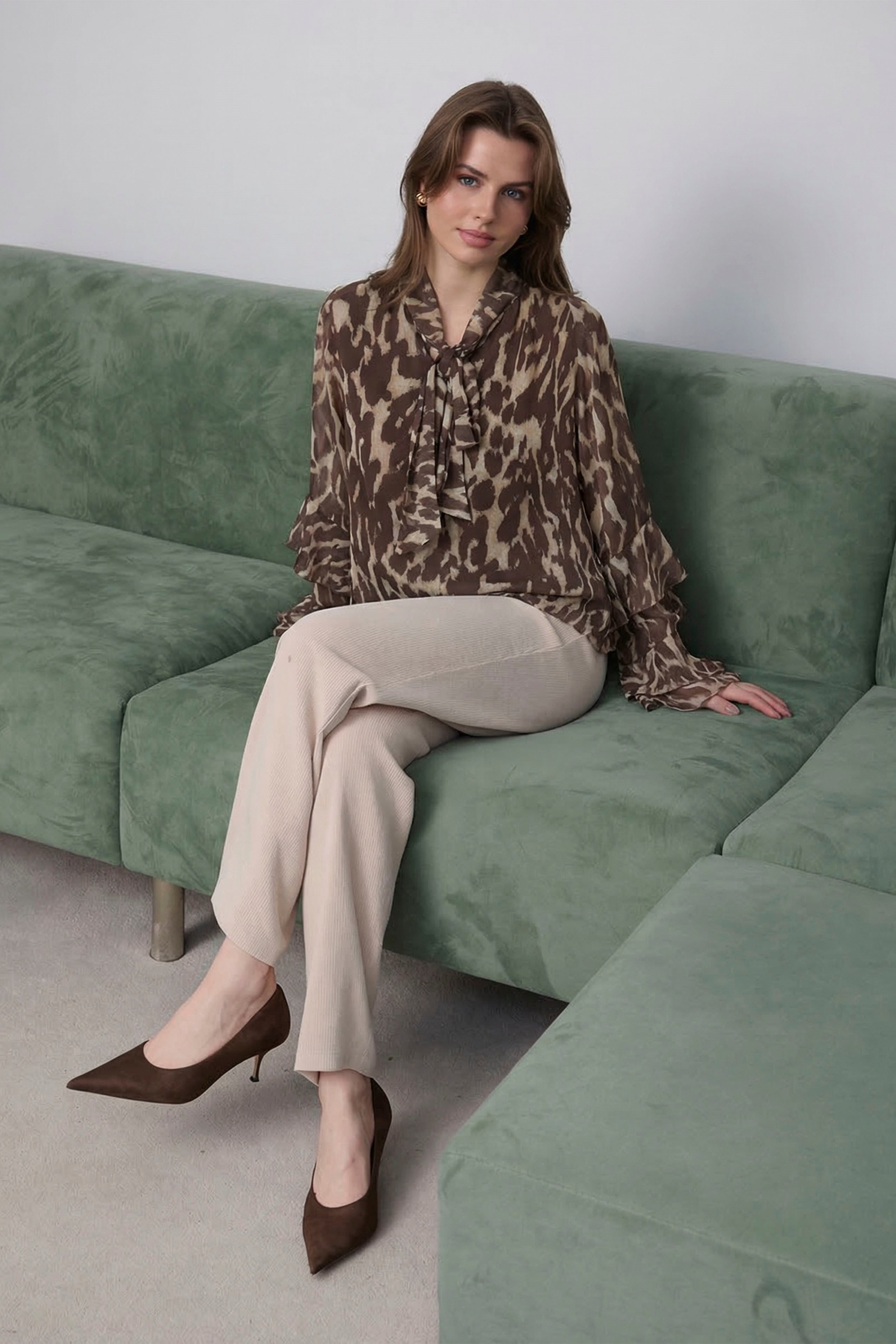 5024 ŞİFON BLUZ KAHVE