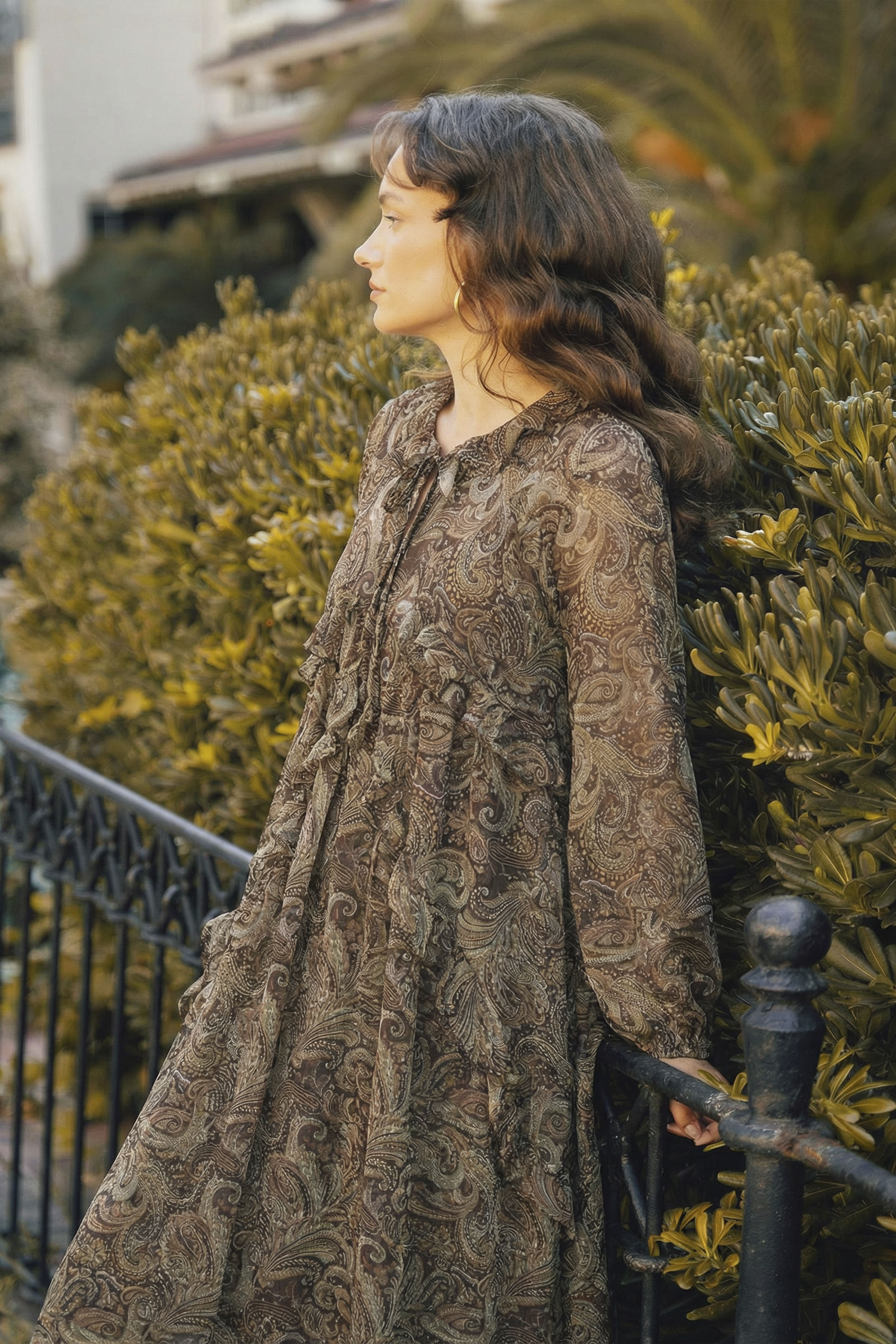 3359 FIRFIRLI ELBİSE KAHVE