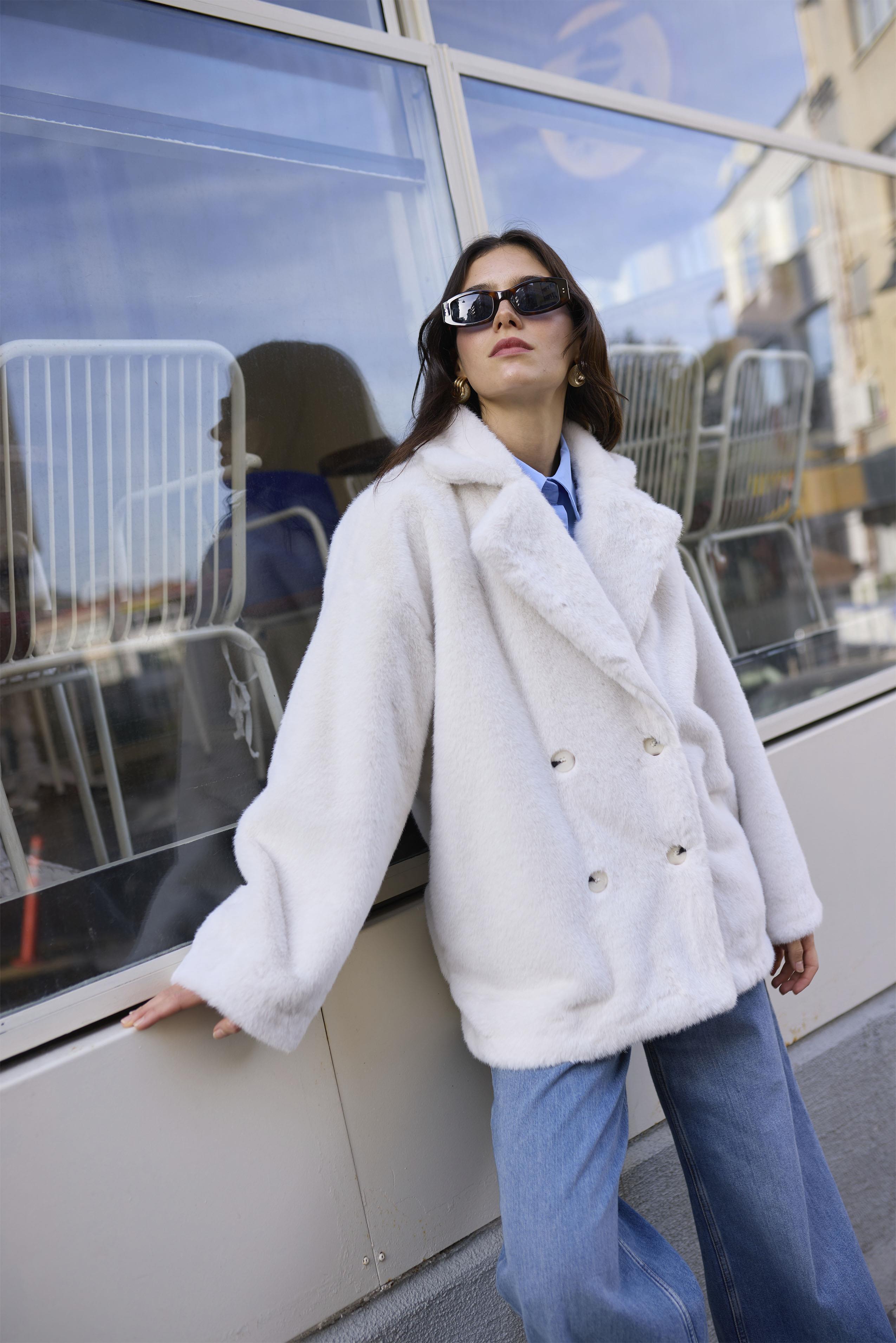 9621 KÜRKLÜ CEKET BEYAZ