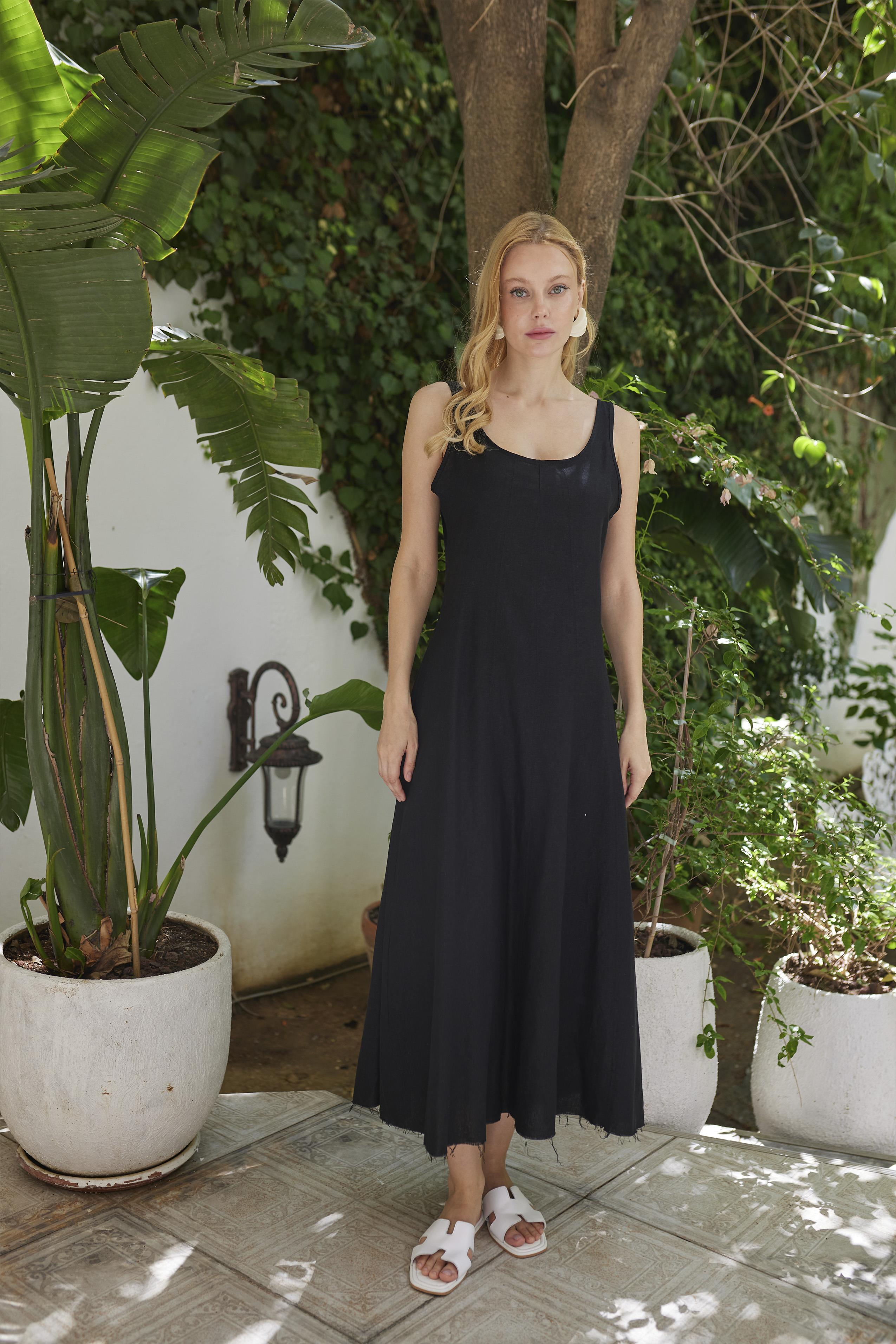 3325 ASKILI KETEN ELBİSE SİYAH