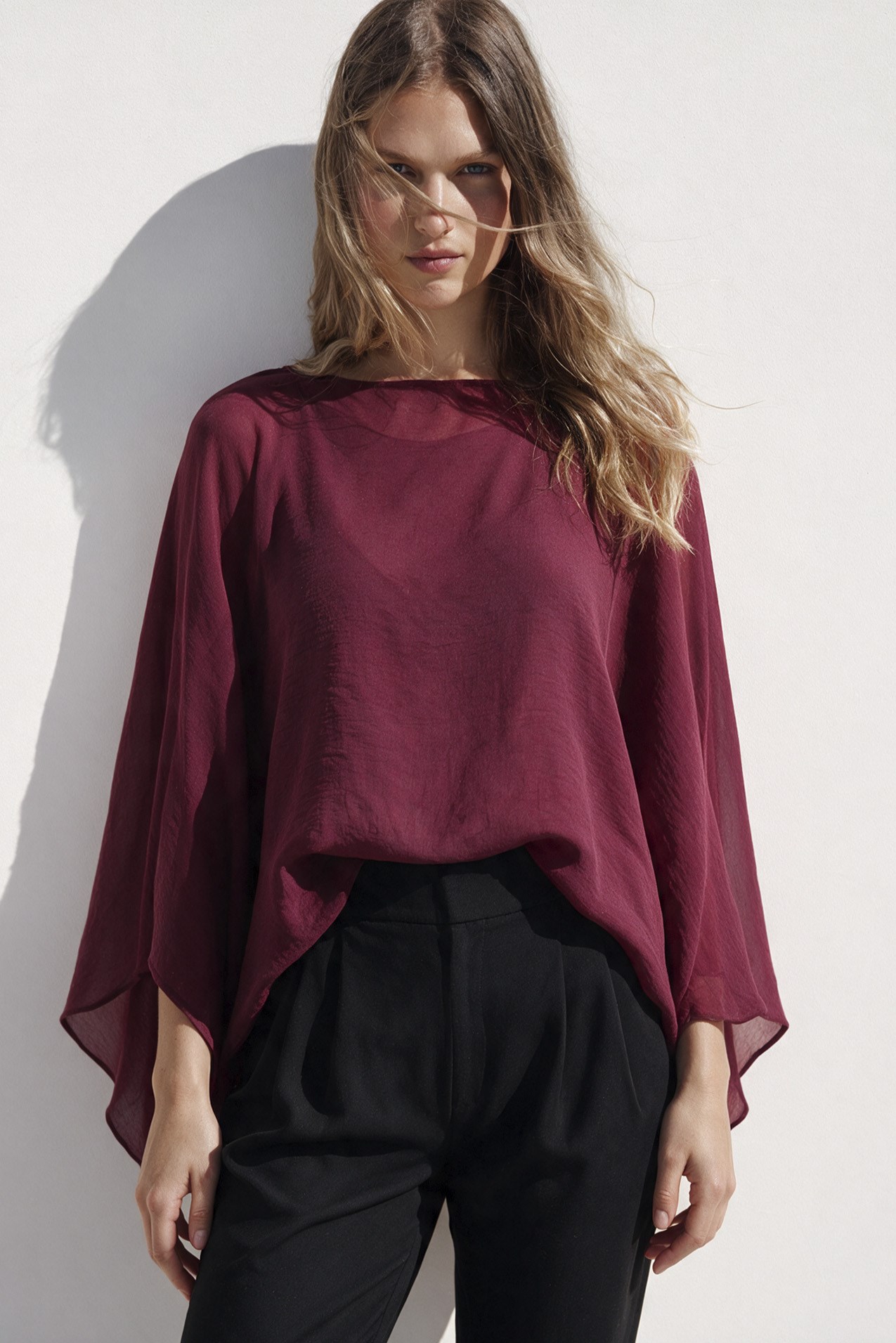 5026 UÇUŞAN PELERİN BLUZ BORDO
