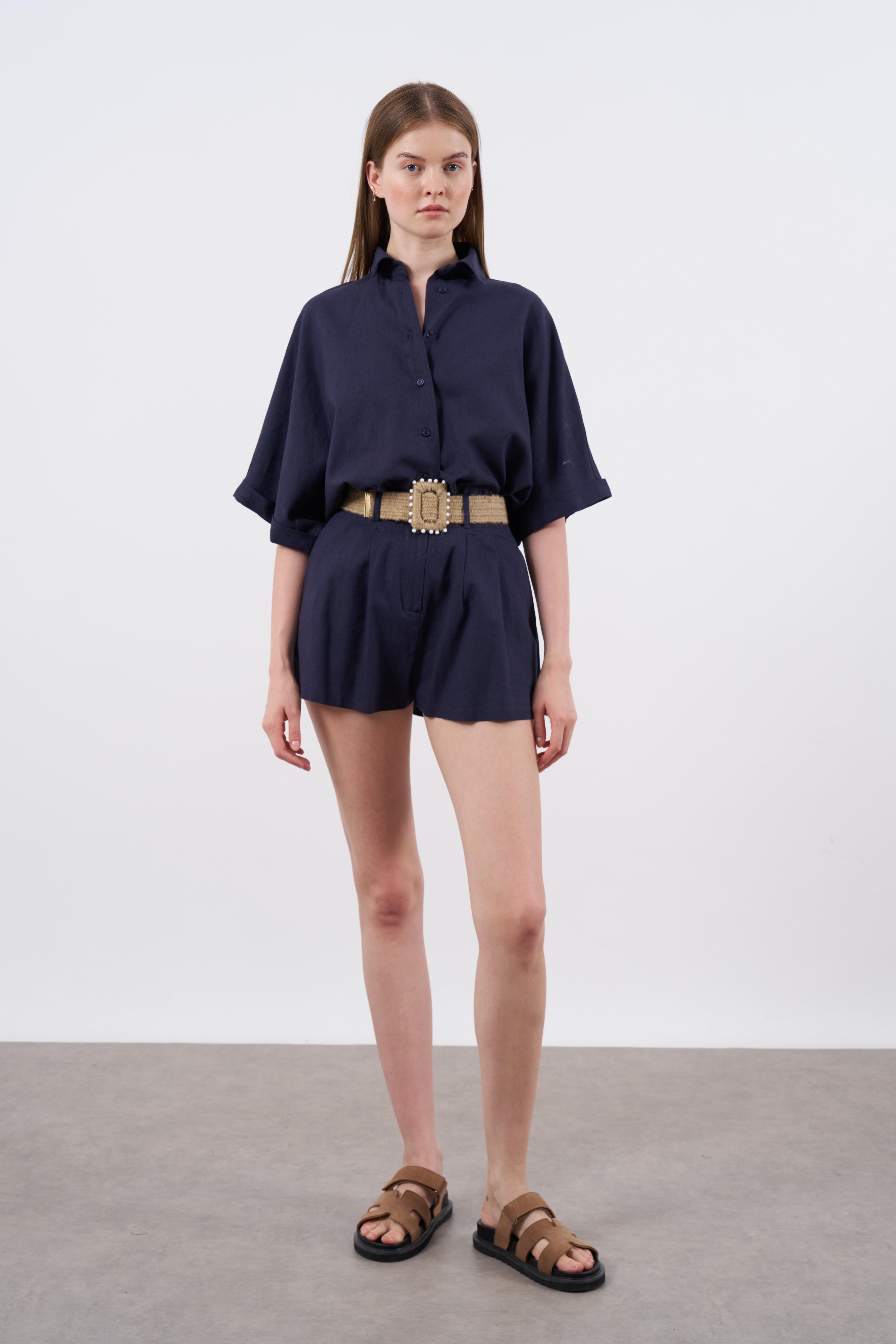 51036 GÖMLEK ŞORT TAKIM LACİVERT