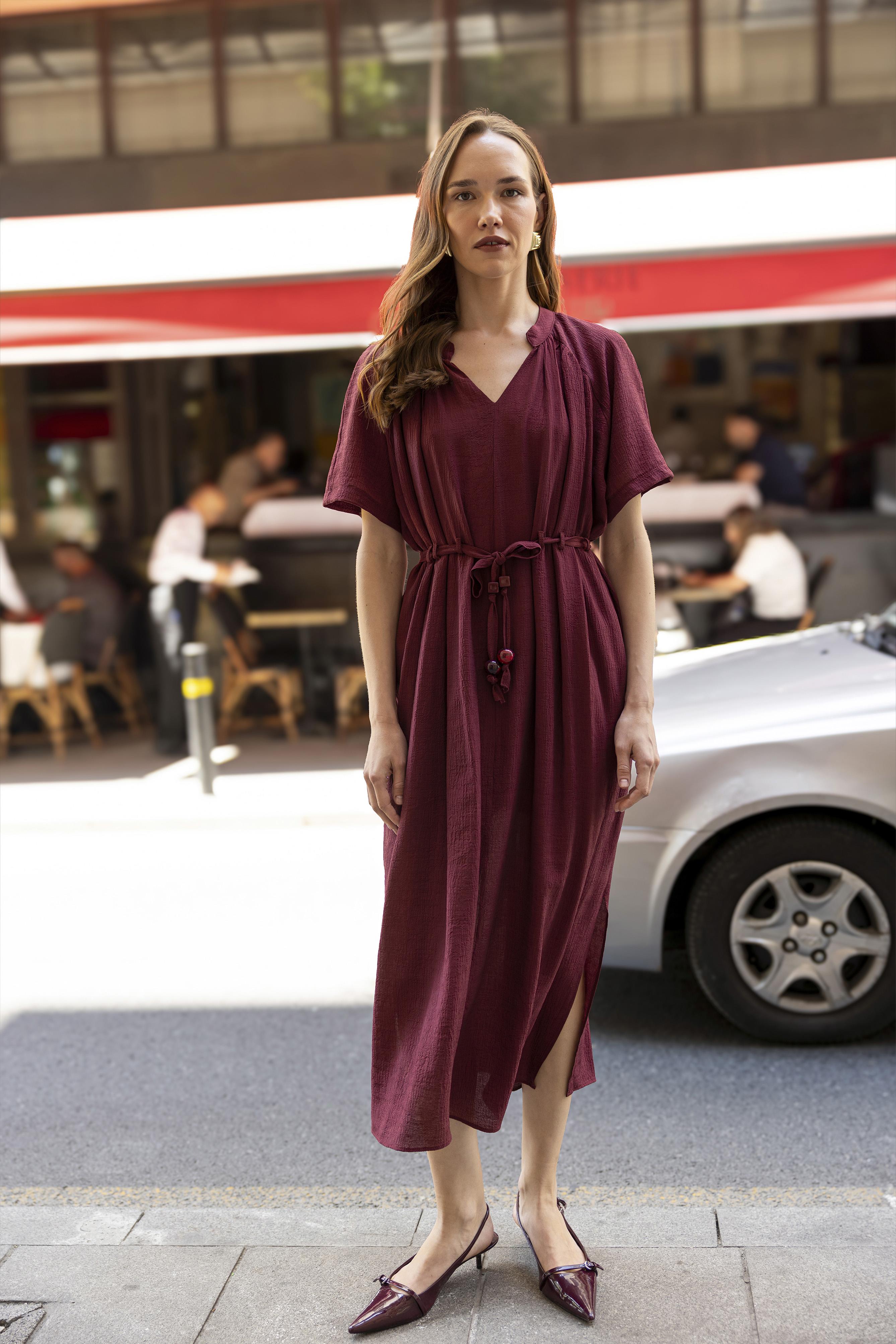 3305 KISA KOLLU ELBİSE BORDO