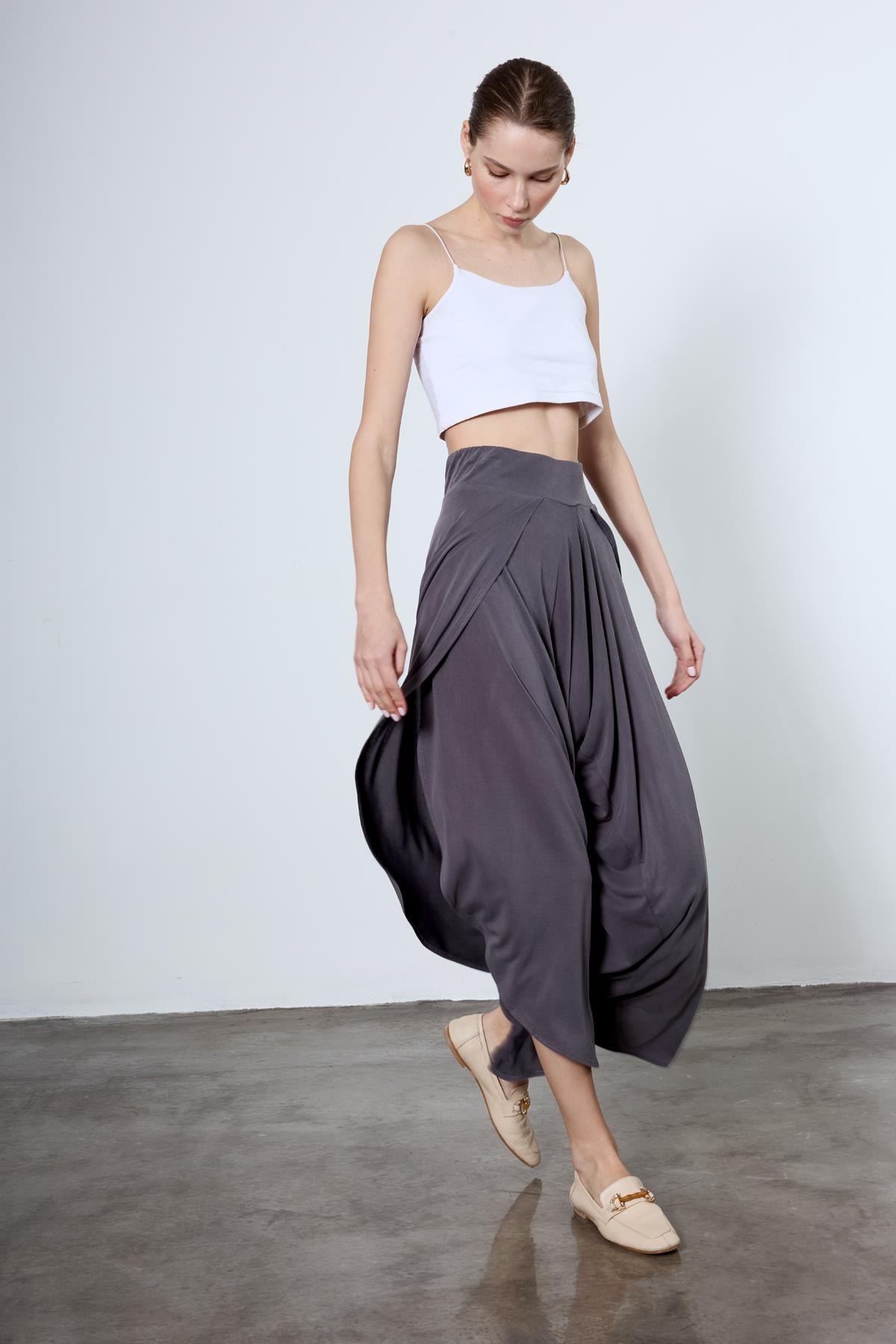 51147 YIRTMAÇLI ŞALVAR PANTOLON ANTRASİT